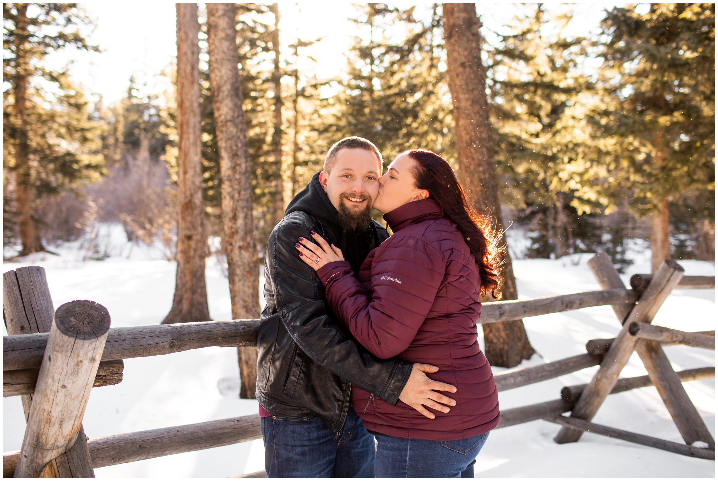 Colorado winter engagement portraits at Echo Lake Park by mountain wedding photographer Plum Pretty Photography