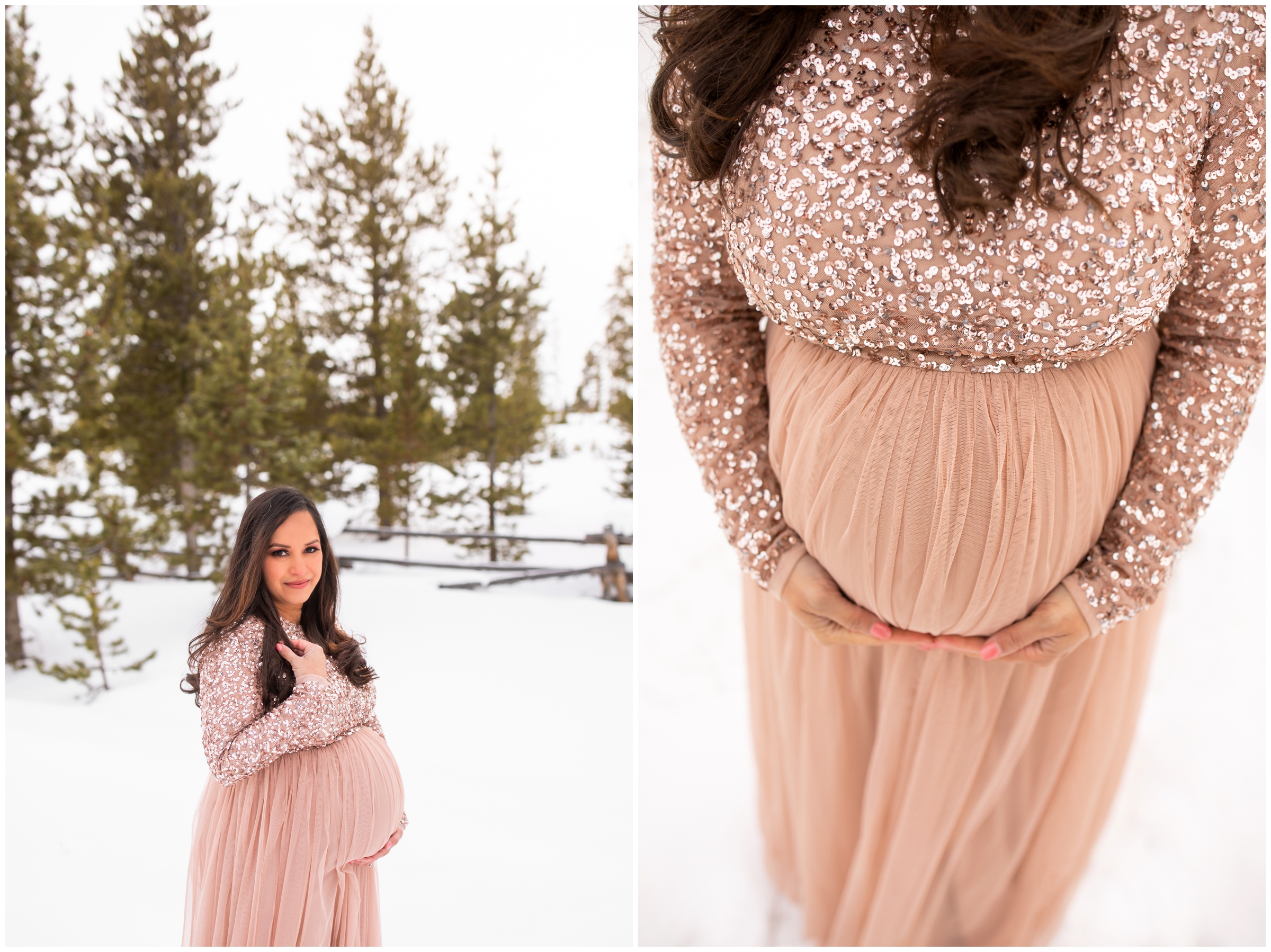 sparkly long sleeve dusty pink pregnancy dress