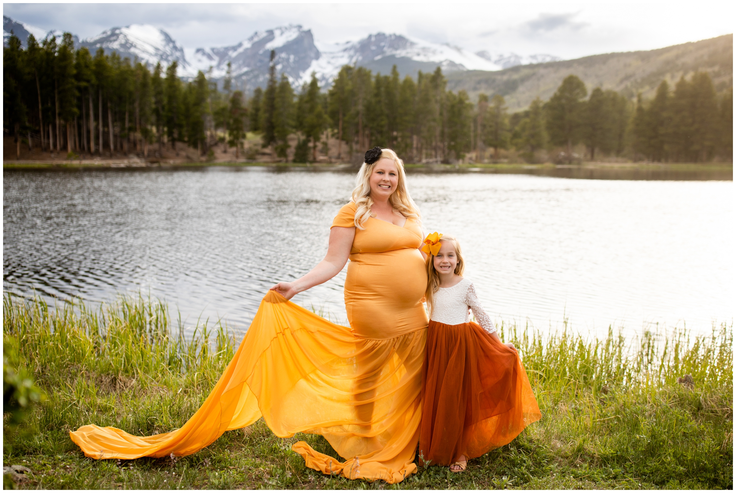 mountain lake maternity pictures at sprague Lake in Estes Park Colorado 
