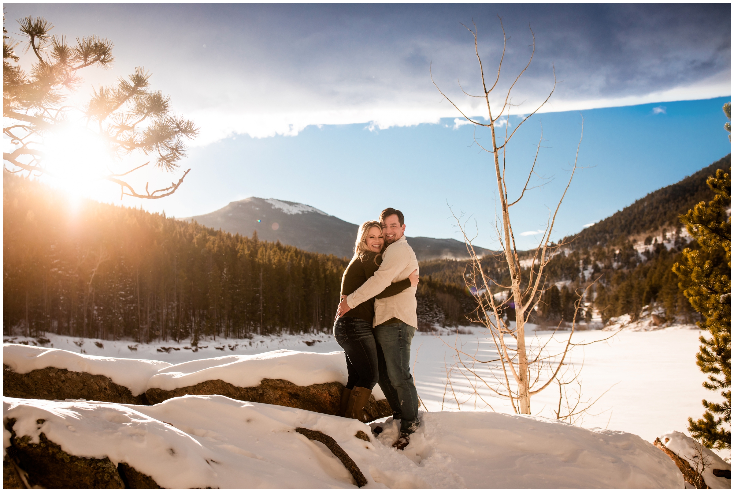 snowy couples portraits in CO mountains by Plum Pretty Photography
