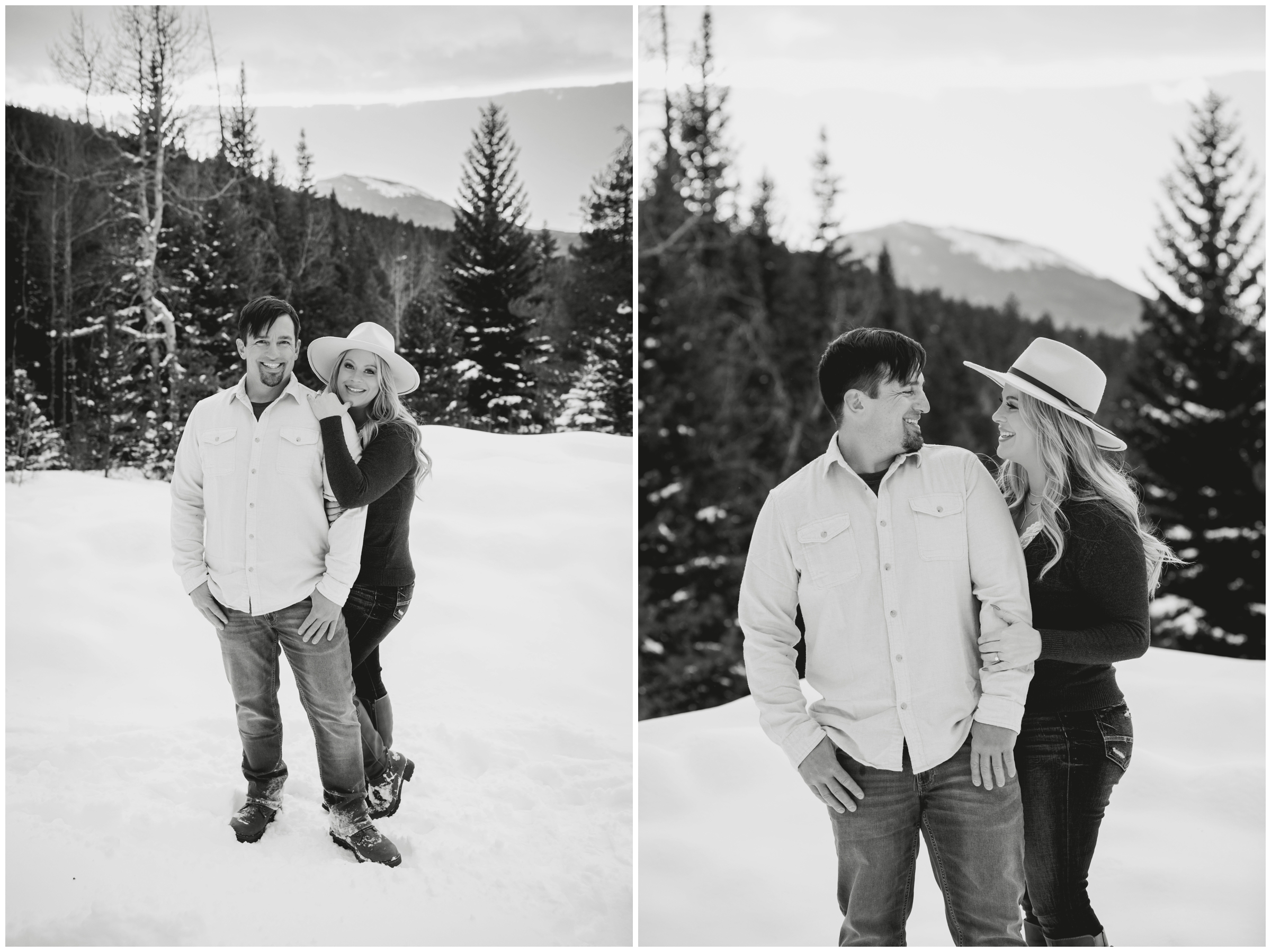 Colorado winter engagement pictures at Frosberg Park and Beaver Brook Watershed by Evergreen photographer Plum Pretty Photography