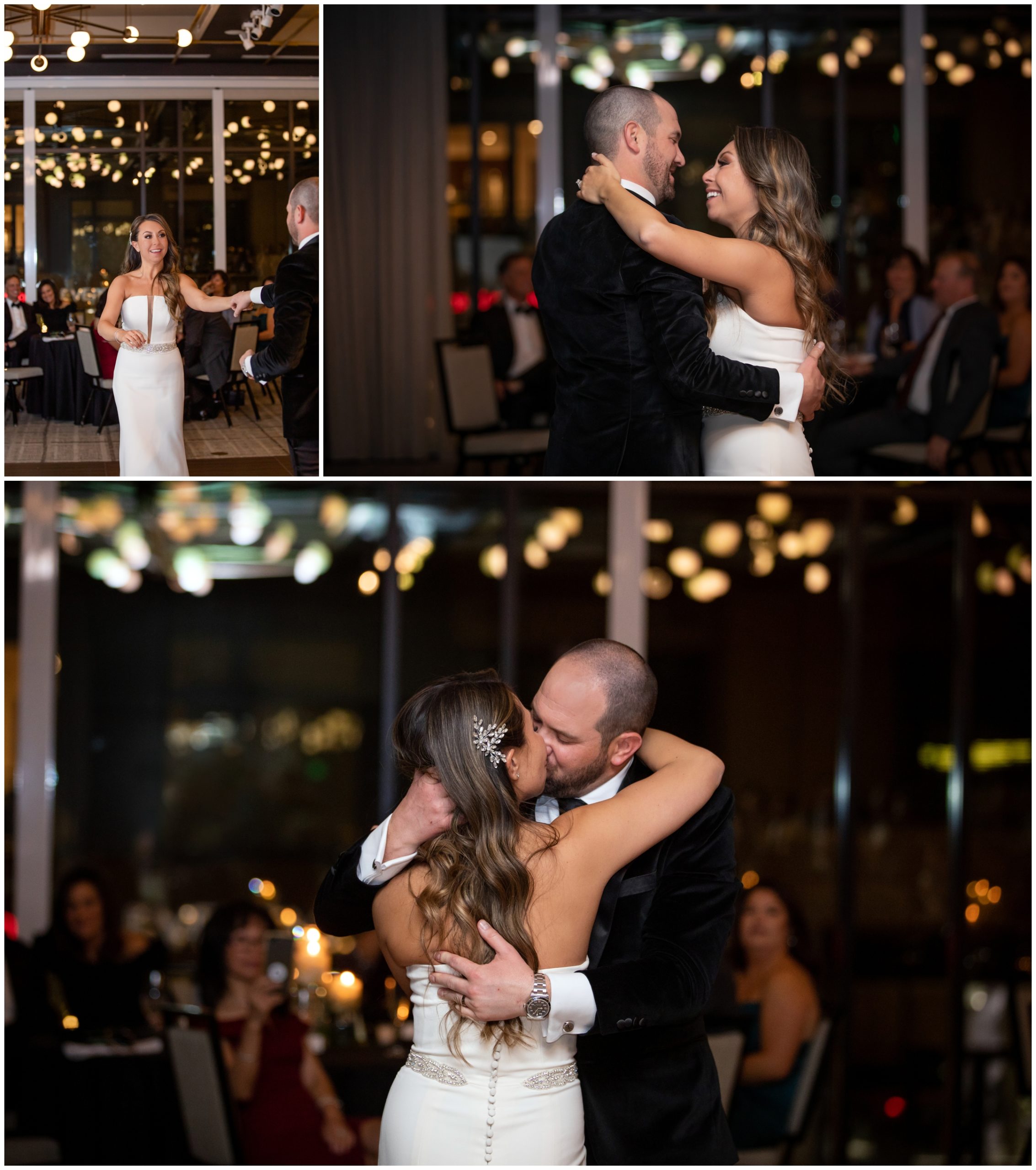 couple's first dance during Denver wedding reception at the Halcyon Hotel Cherry Creek