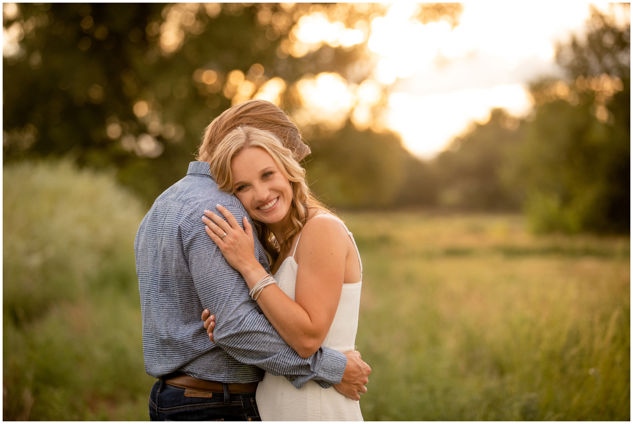 sunny golden hour engagement pictures in Longmont Colorado