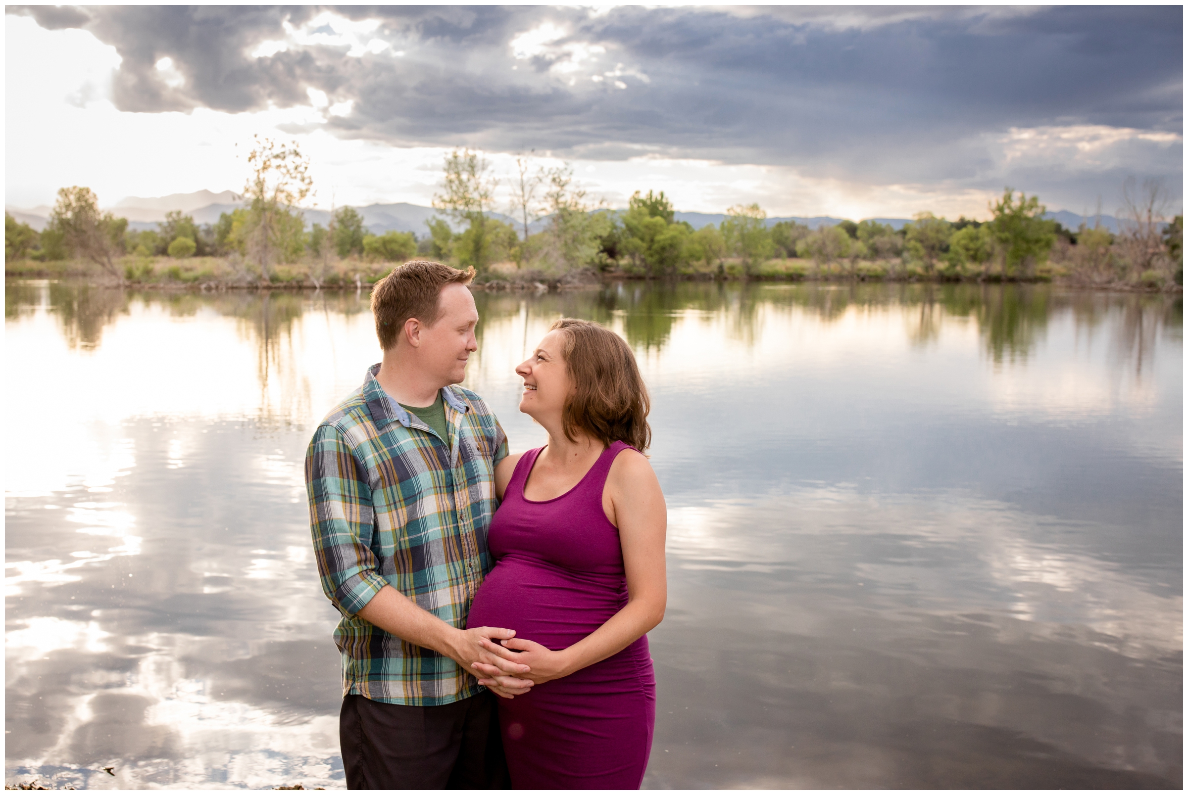 lake maternity portraits at Golden Ponds in Longmont Colorado 