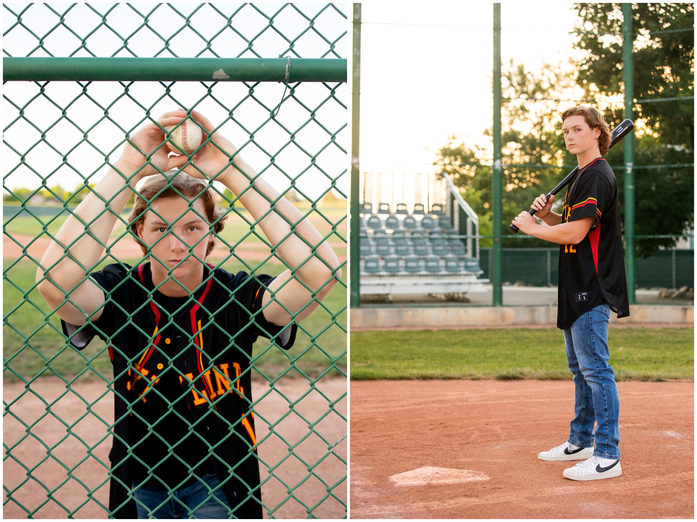 Longmont Colorado baseball senior photography session at Skyline High School by photographer Plum Pretty Photography