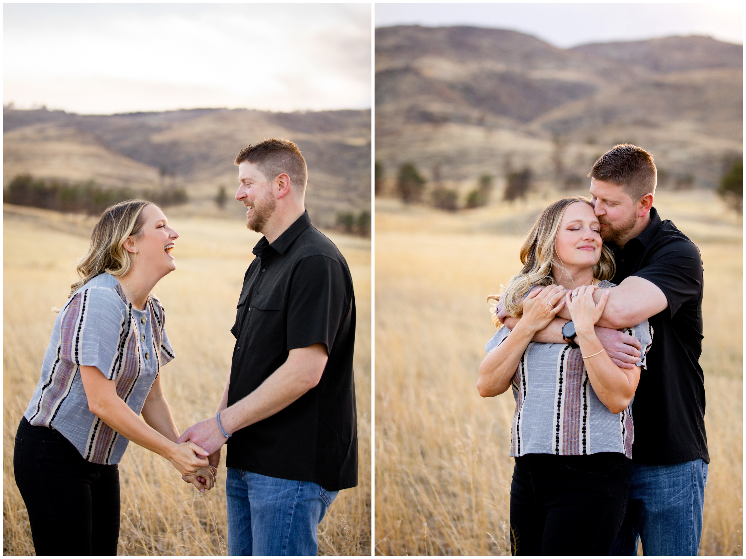 married couple cuddling during anniversary photoshoot in Fort Collins Colorado 