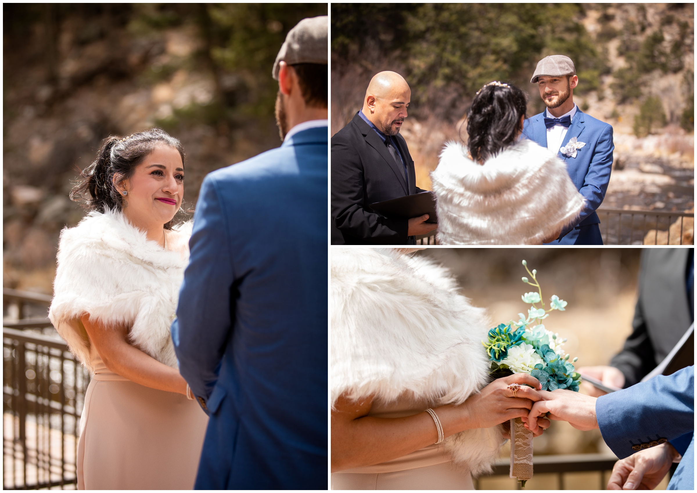 intimate wedding ceremony in the Colorado mountains along the river