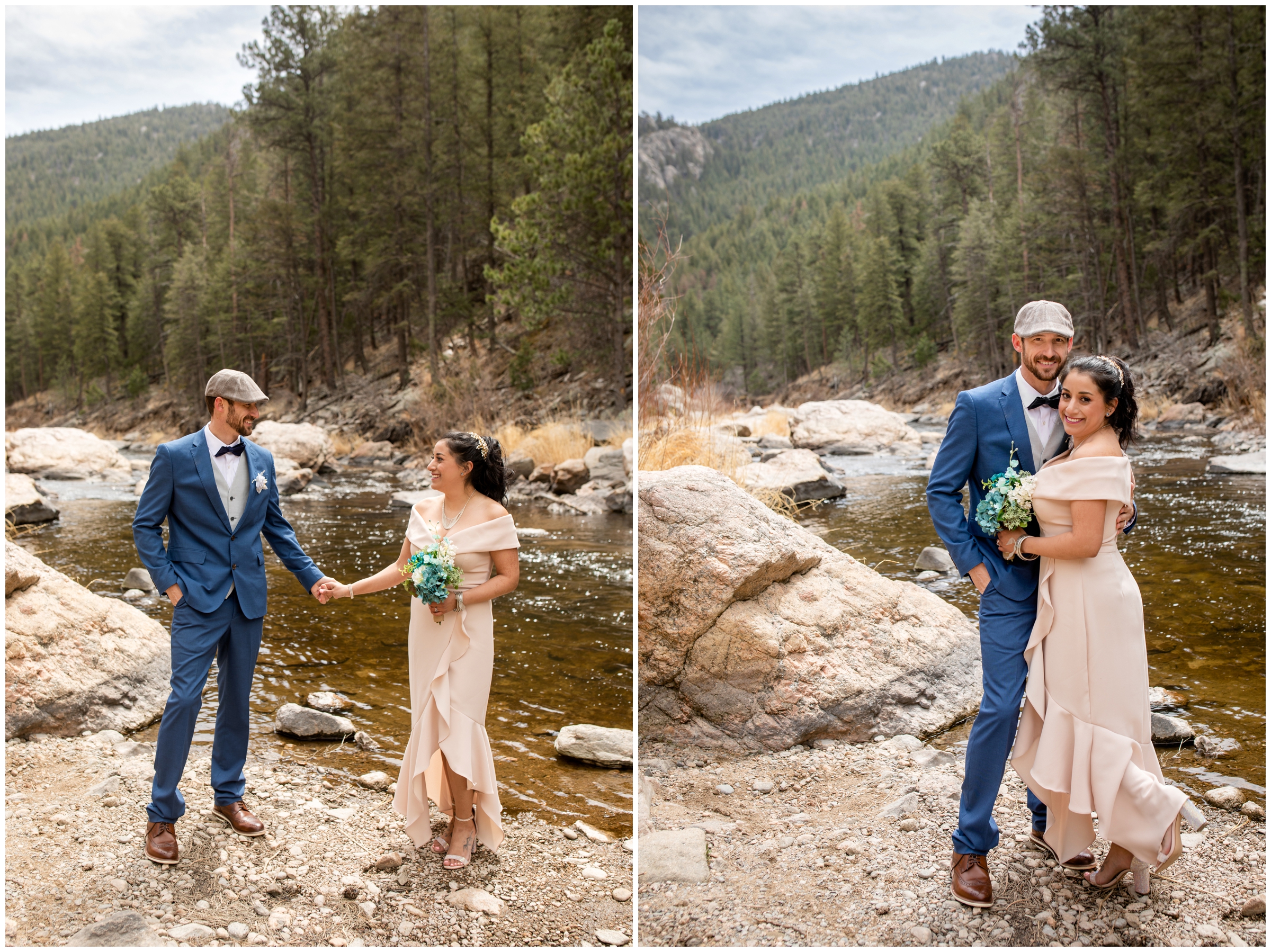 spring elopement wedding inspiration in Loveland Colorado at Big Thompson River