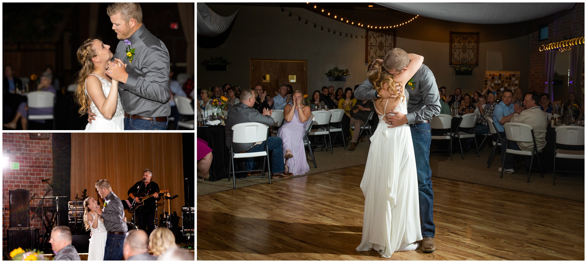 couple's first dance at the Garden Room during Loveland Colorado wedding reception 