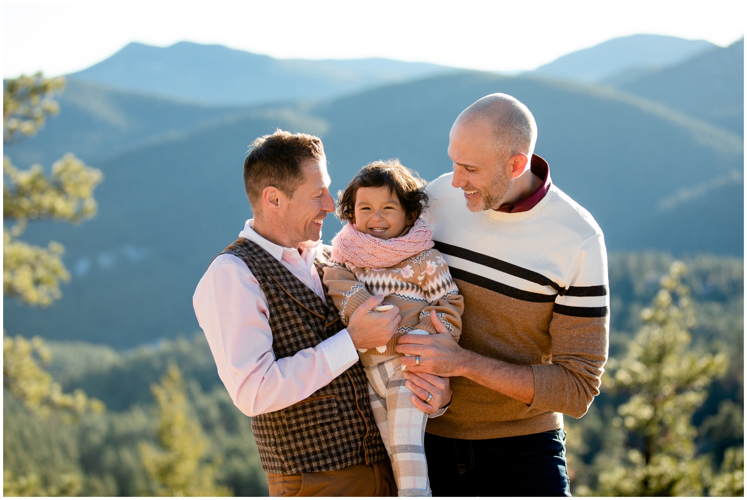 Mount Falcon West Colorado same sex family photos during winter by  mountain portrait photographer Plum Pretty Photography 