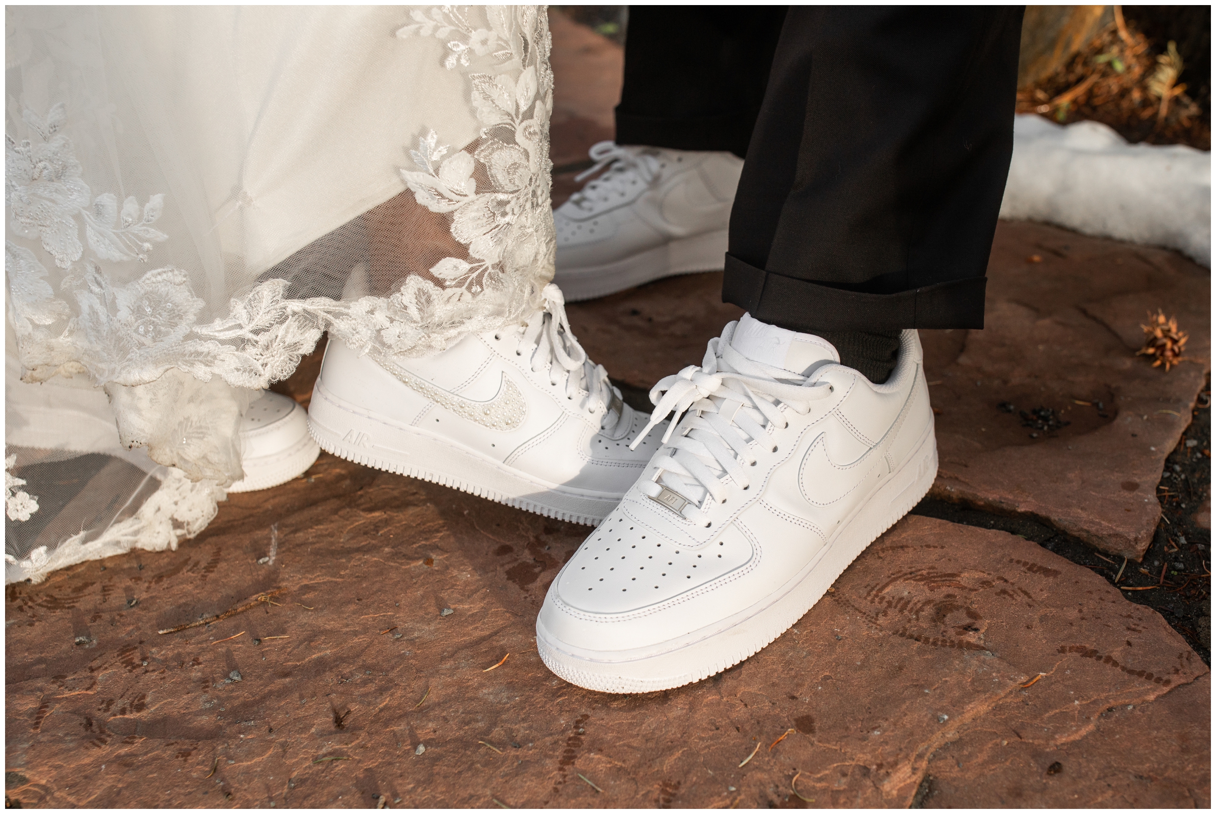bride and groom matching nike shoes