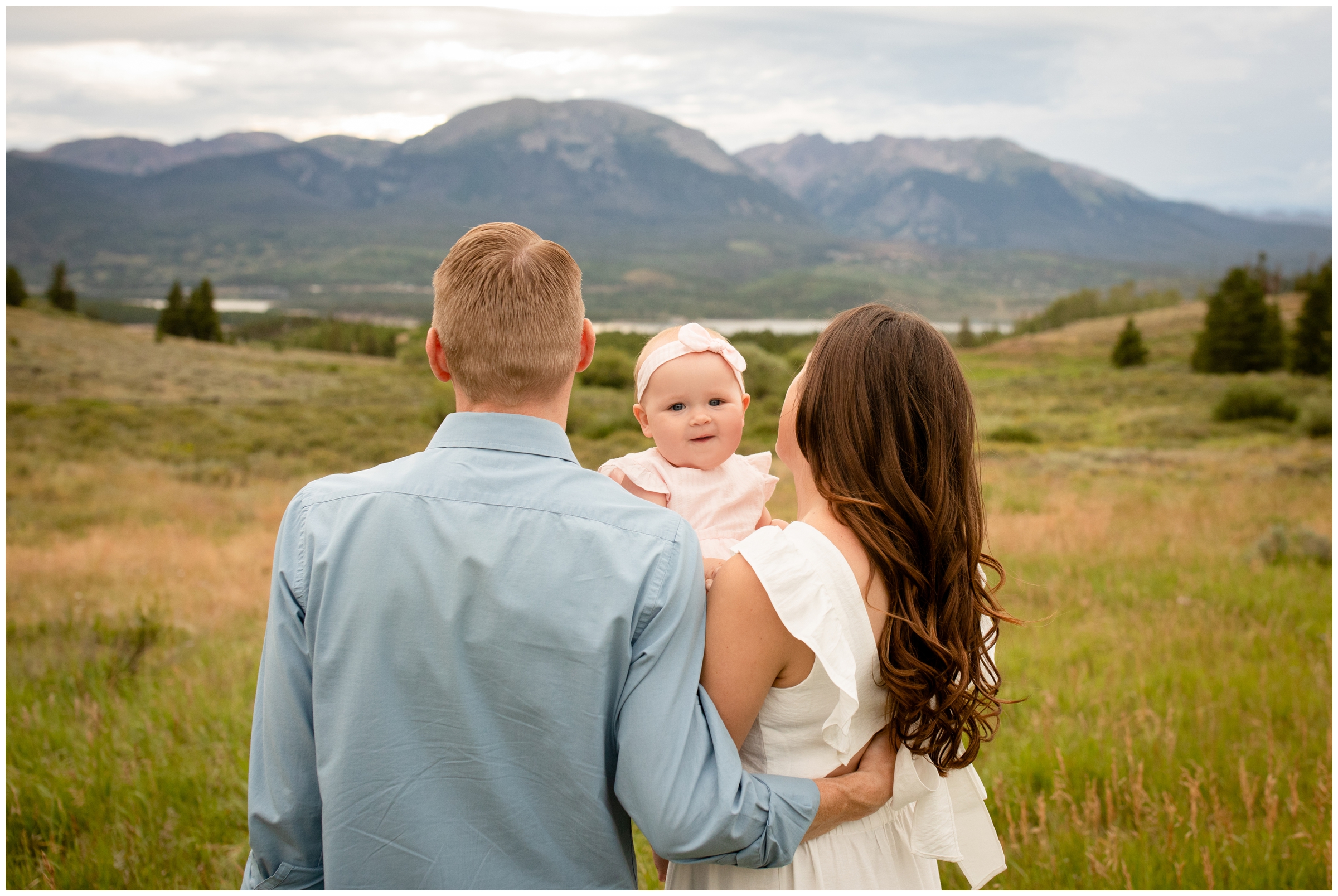 adorable Colorado family pictures with mountains in background in Breckenridge 
