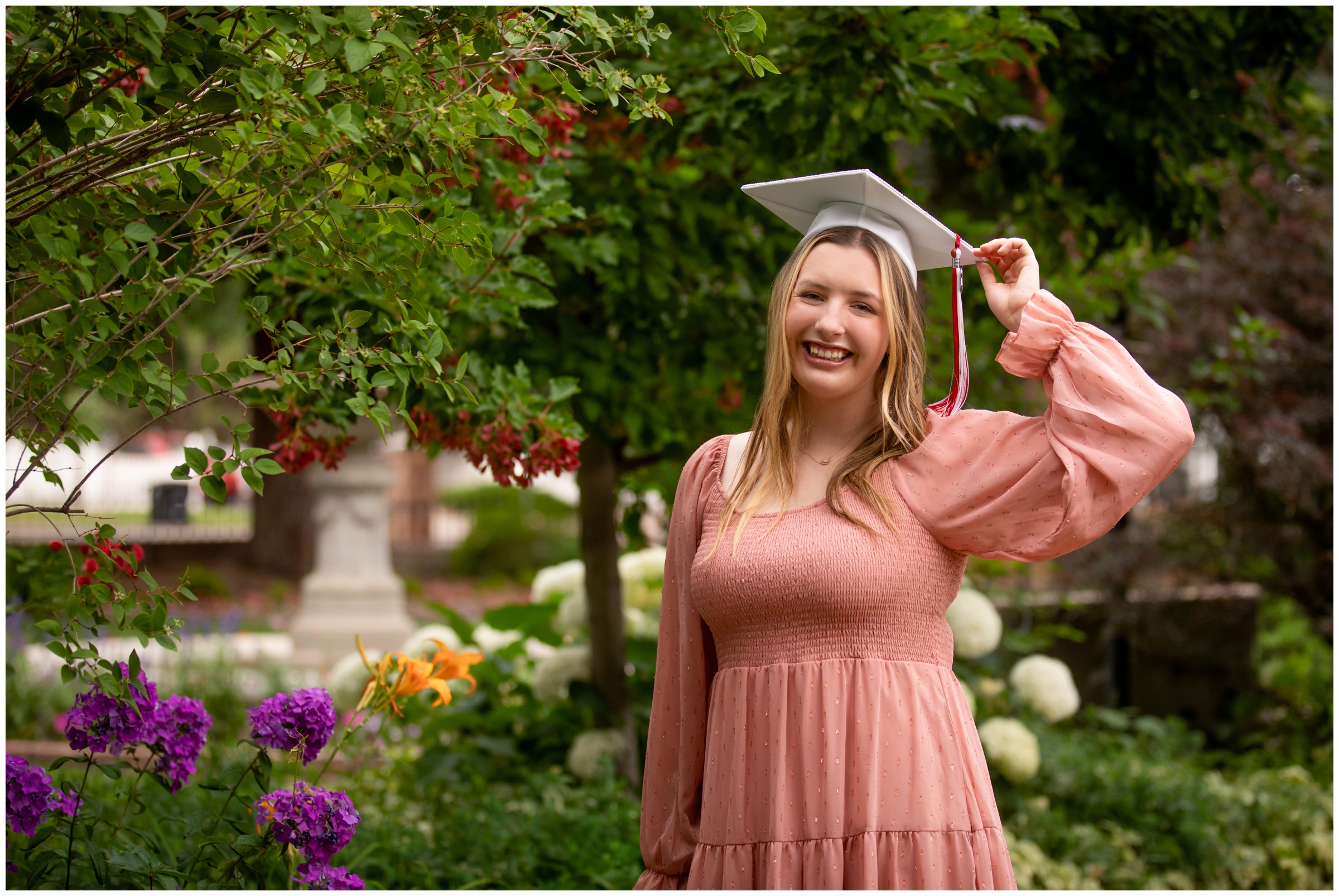 Colorado cap and gown pictures at the Callahan House by Longmont senior portrait photographer Plum Pretty Photography 