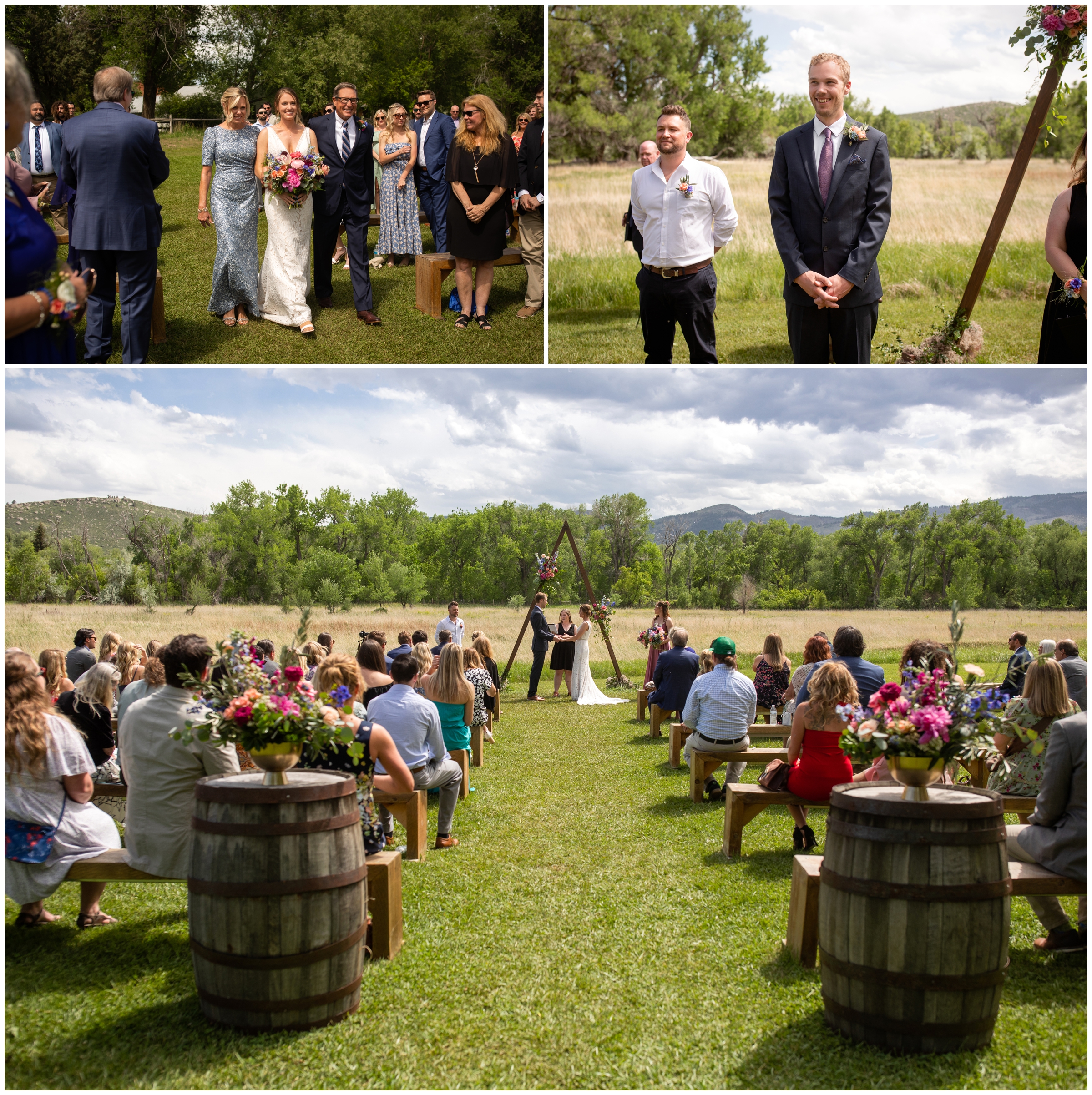 outdoor rustic wedding ceremony inspiration in Colorado foothills 