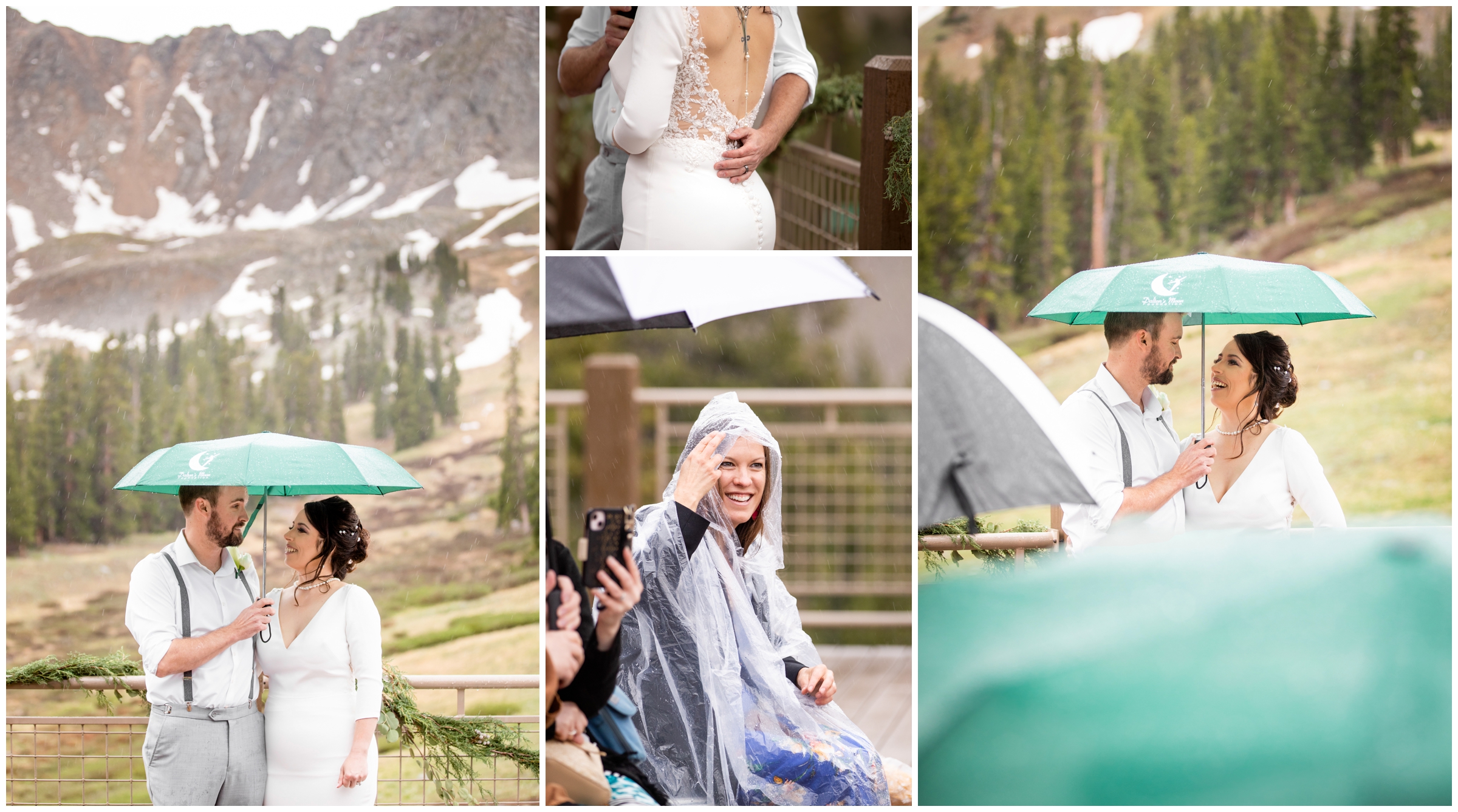 rainy wedding ceremony at Arapahoe Basin in the Colorado mountains 