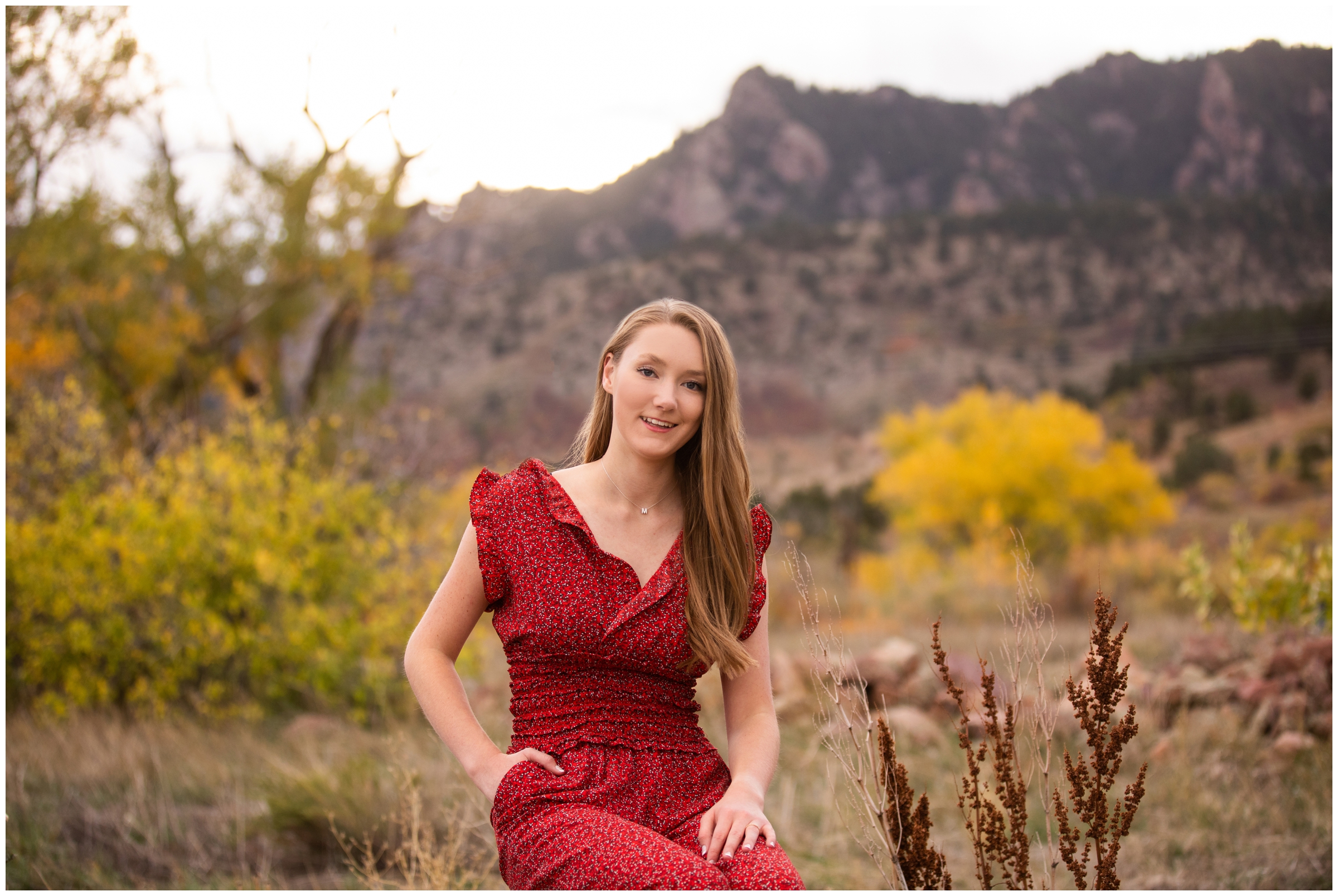 high school graduation photography session with Colorado flatirons