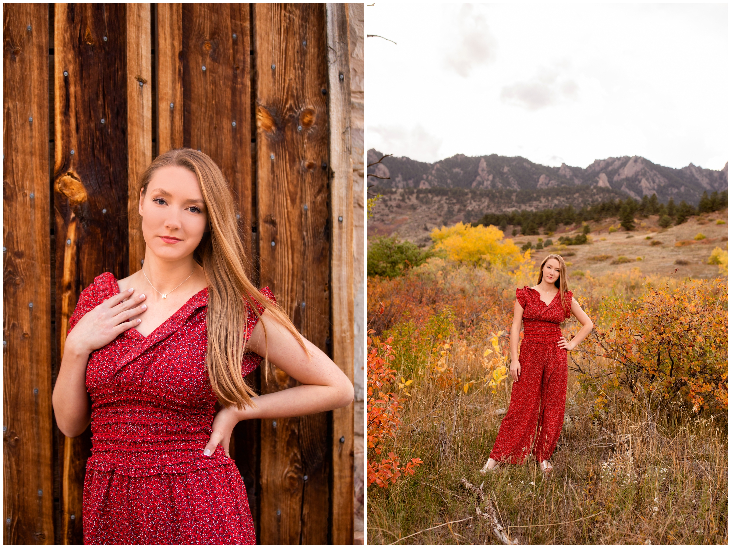 Boulder Colorado fall senior photos at South Mesa Trail by portrait photographer Plum Pretty Photography