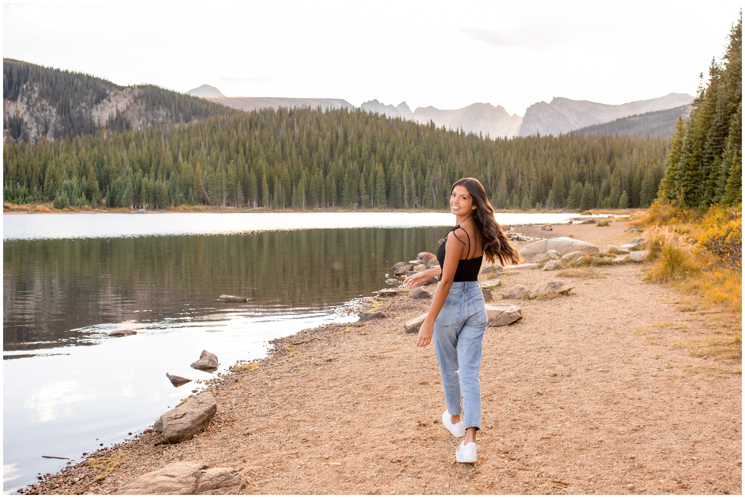 candid senior pictures at Brainard Lake in the Colorado mountains 