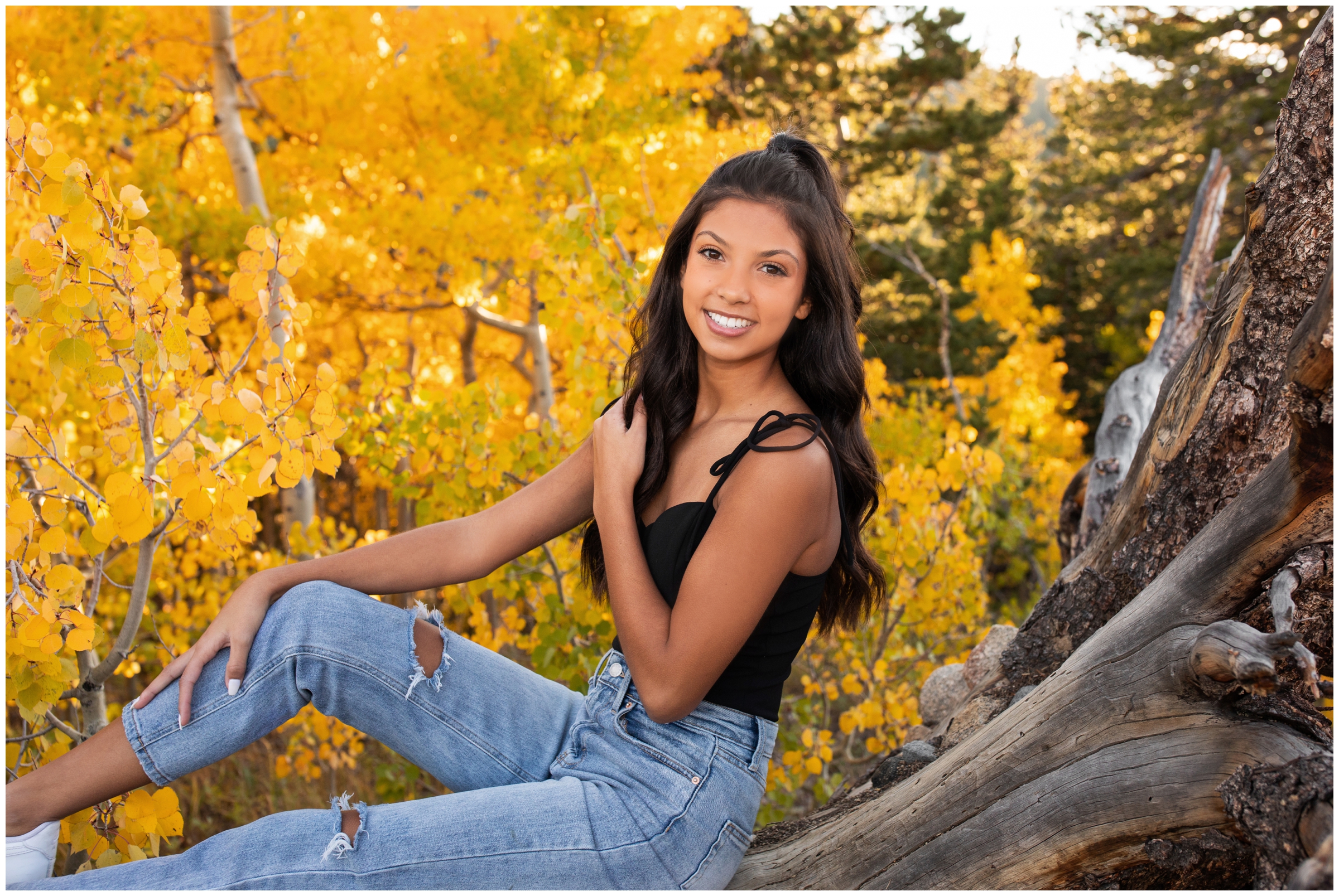 colorful fall senior pictures in the Colorado mountains by Plum Pretty Photography 