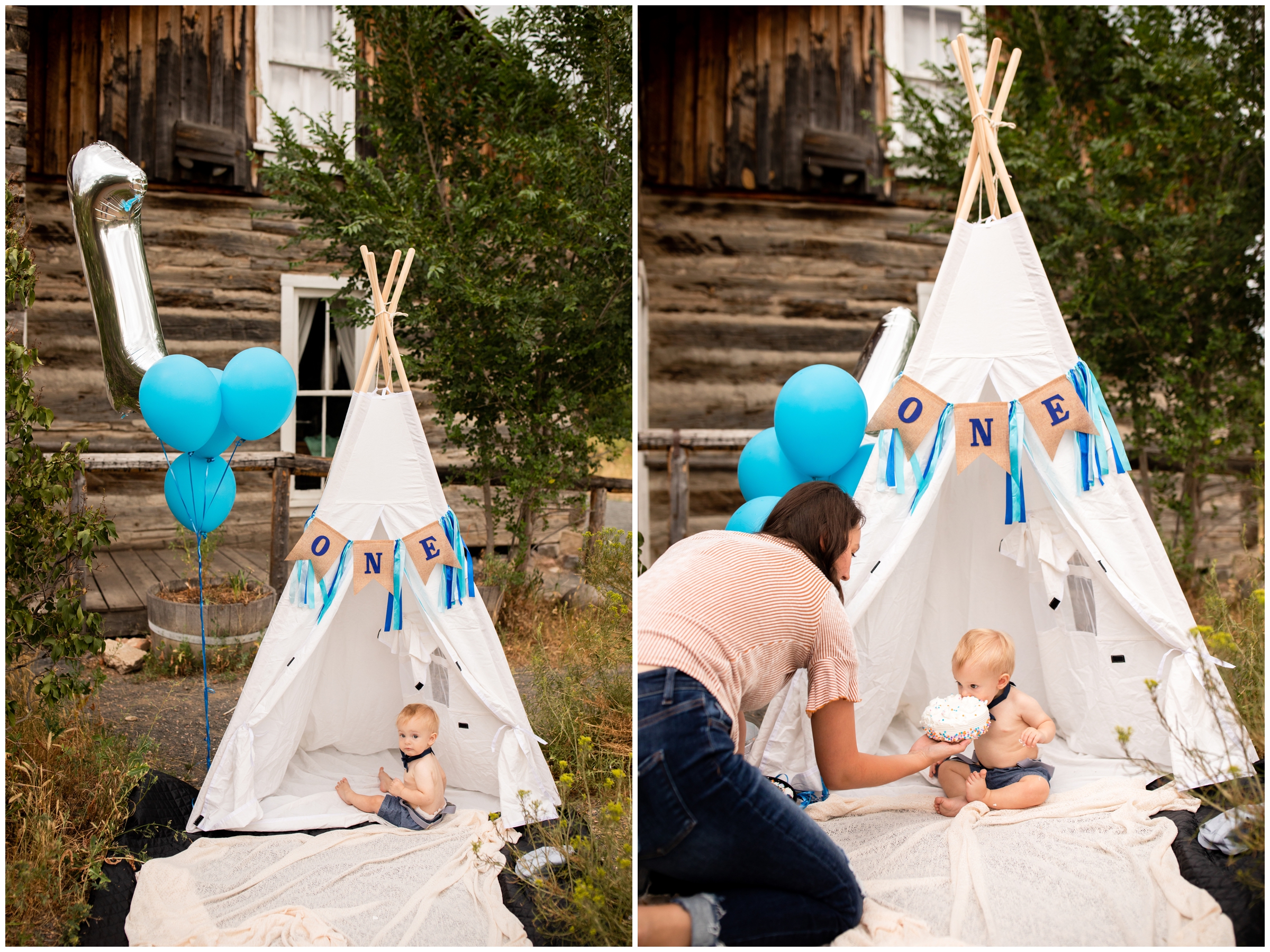 Colorado cake smash photos at the Golden History Park by Plum Pretty Photography