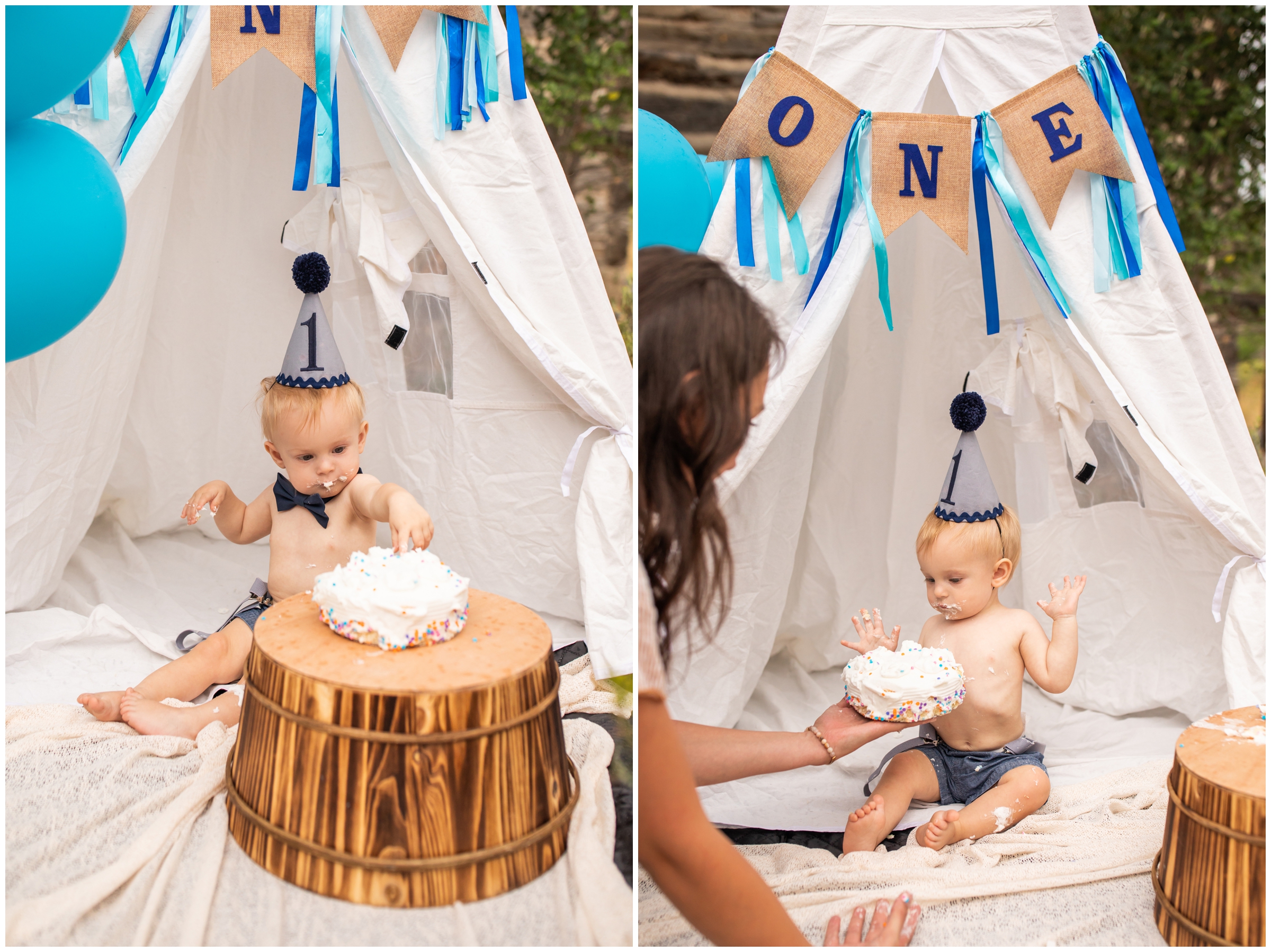 outdoor cake smash photo shoot inspiration in Golden Colorado 