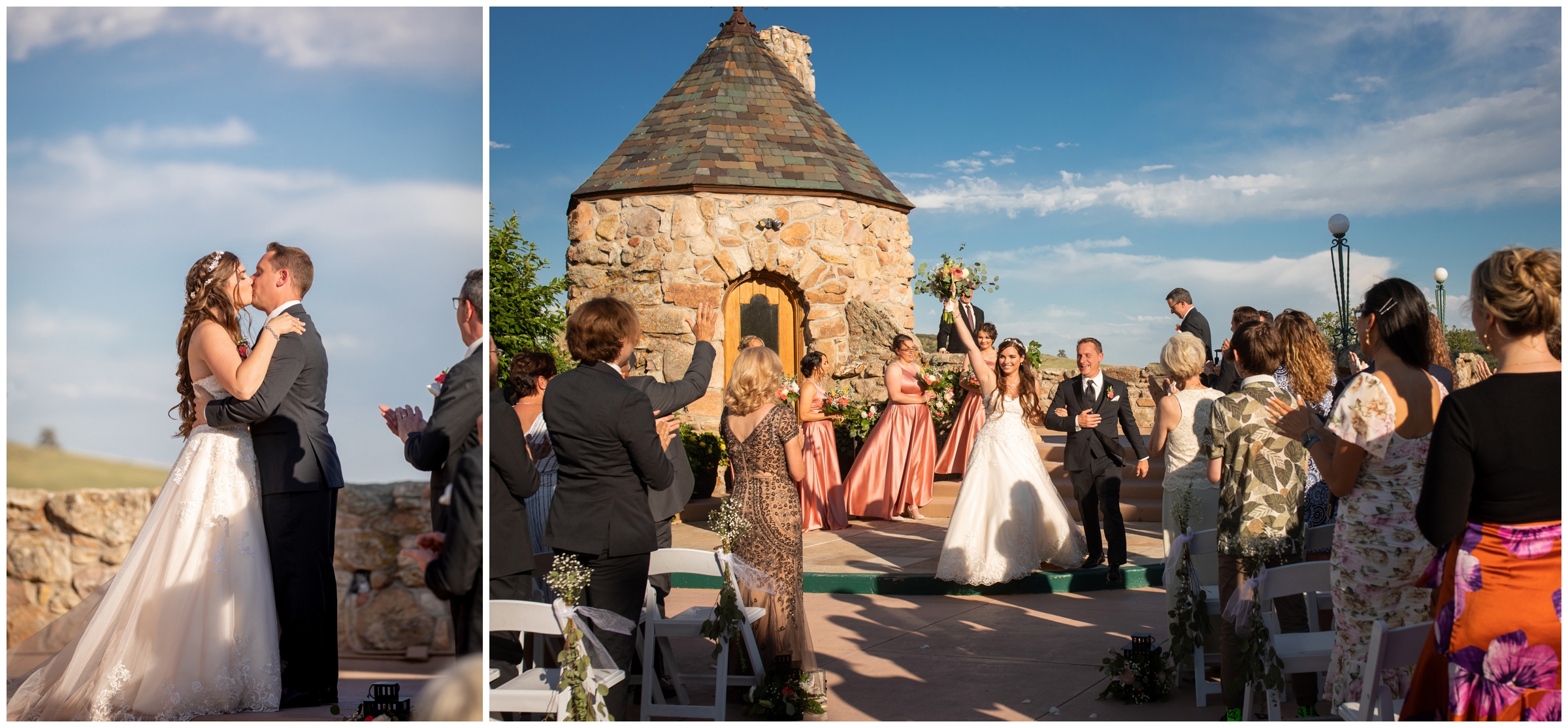 first kiss at Cherokee Ranch & Castle outdoor wedding ceremony by Plum Pretty Photography 