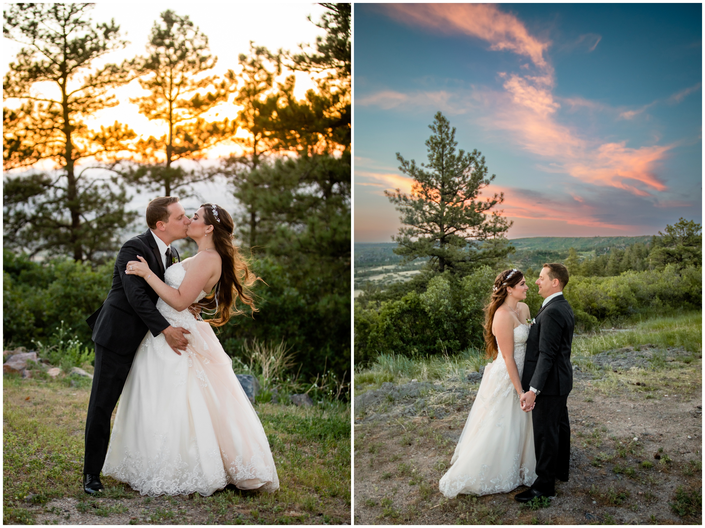colorful Colorado sunset wedding portraits at the Cherokee Ranch & Castle by Plum Pretty Photos