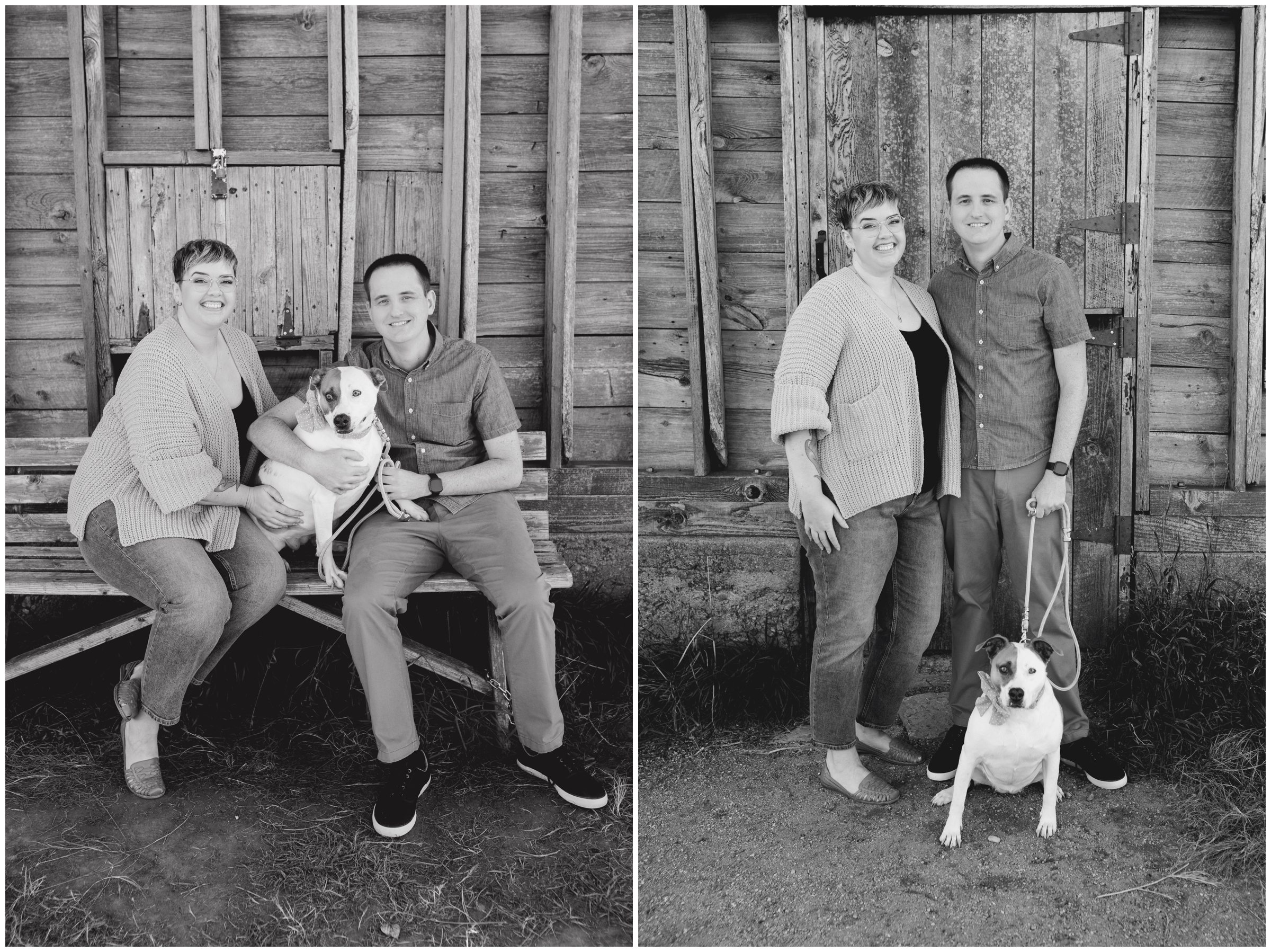 Colorado couples photos with dog at Sandstone Ranch by Longmont portrait photographer Plum Pretty Photography