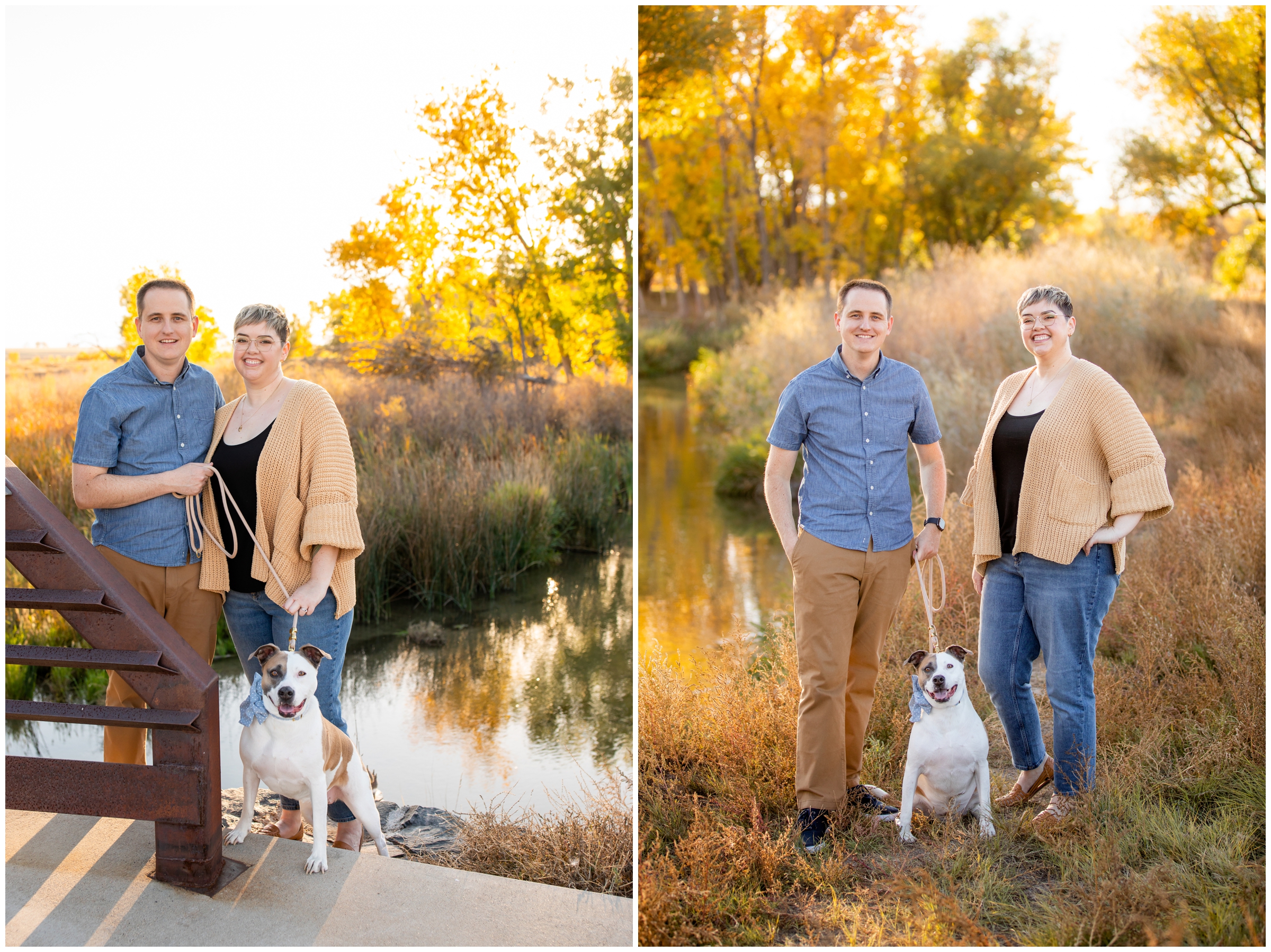 Colorado couples photos with dog at Sandstone Ranch by Longmont portrait photographer Plum Pretty Photography