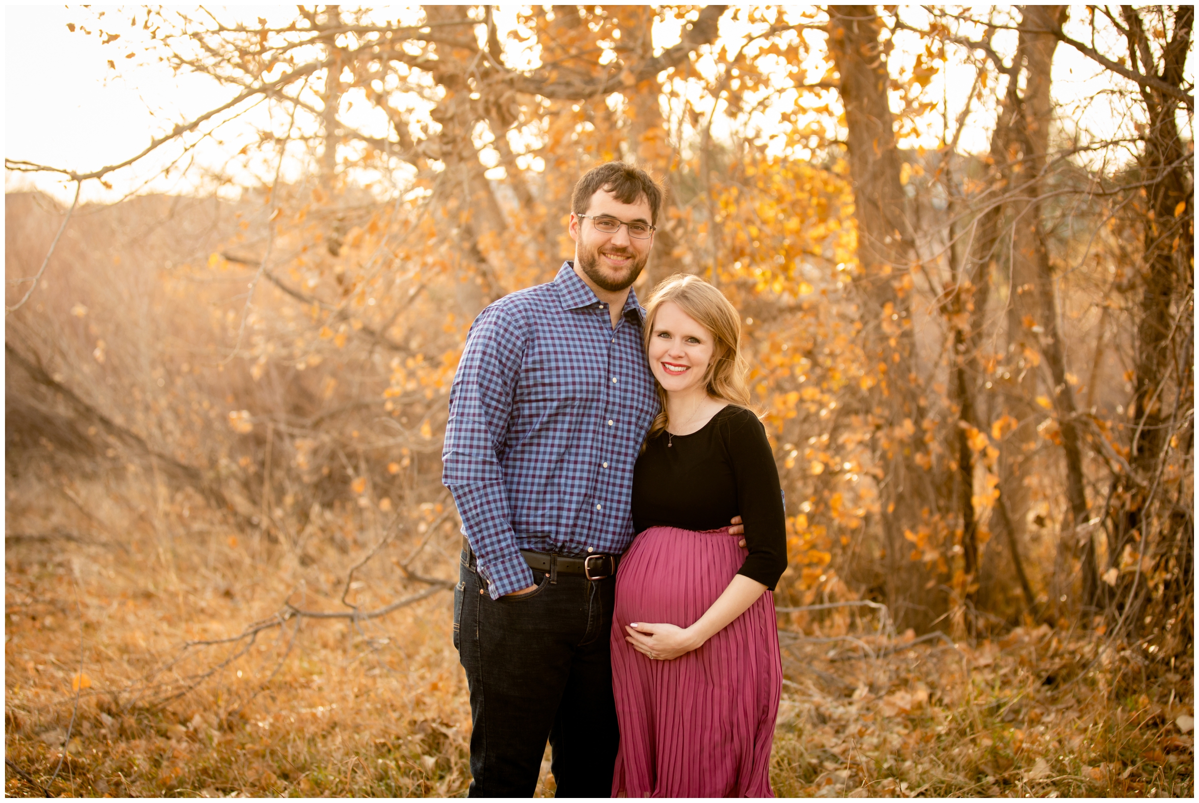 Colorado fall maternity pictures at 17 Mile House Farm Park by portrait photographer Plum Pretty Photography