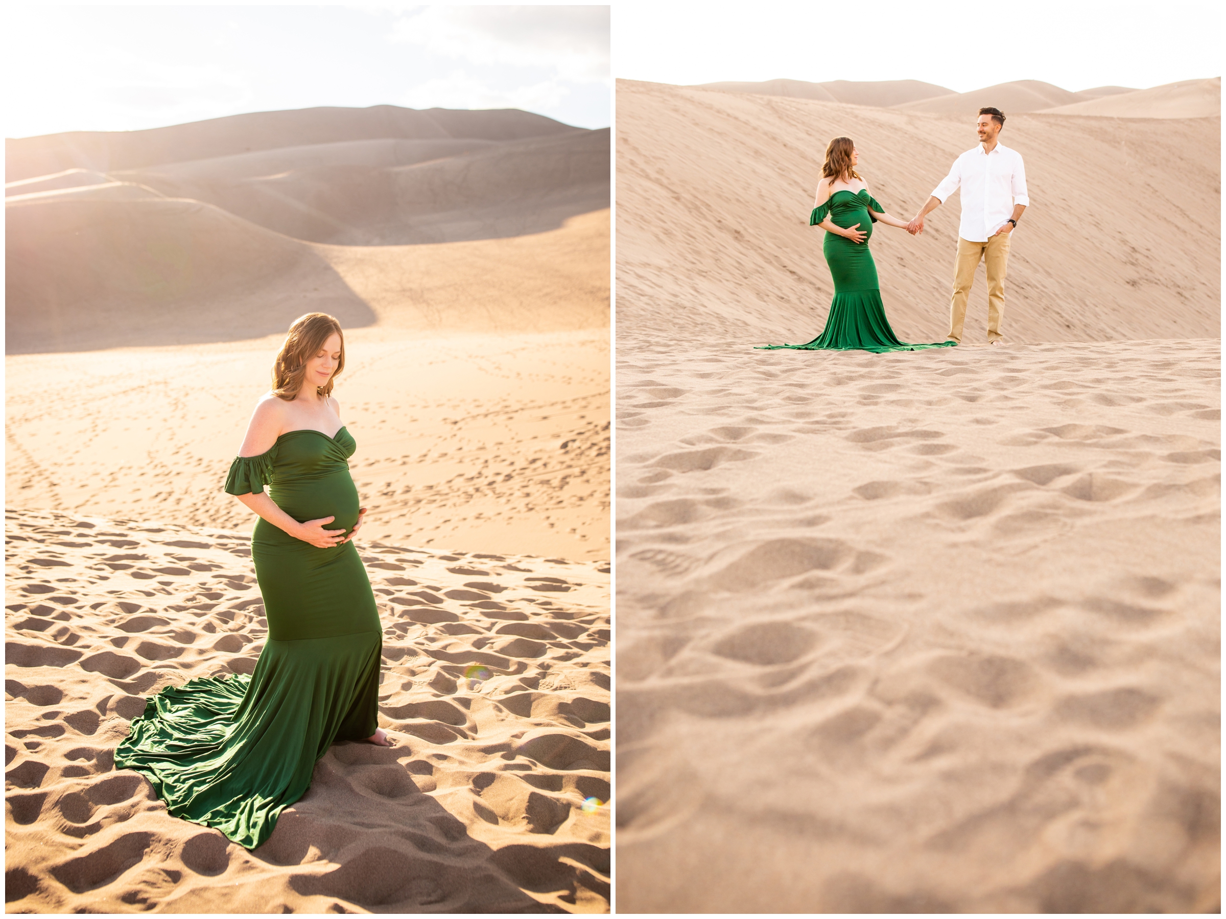 Colorado sand dunes maternity pictures at the Great Sand Dunes National Park by portrait photographer Plum Pretty Photography