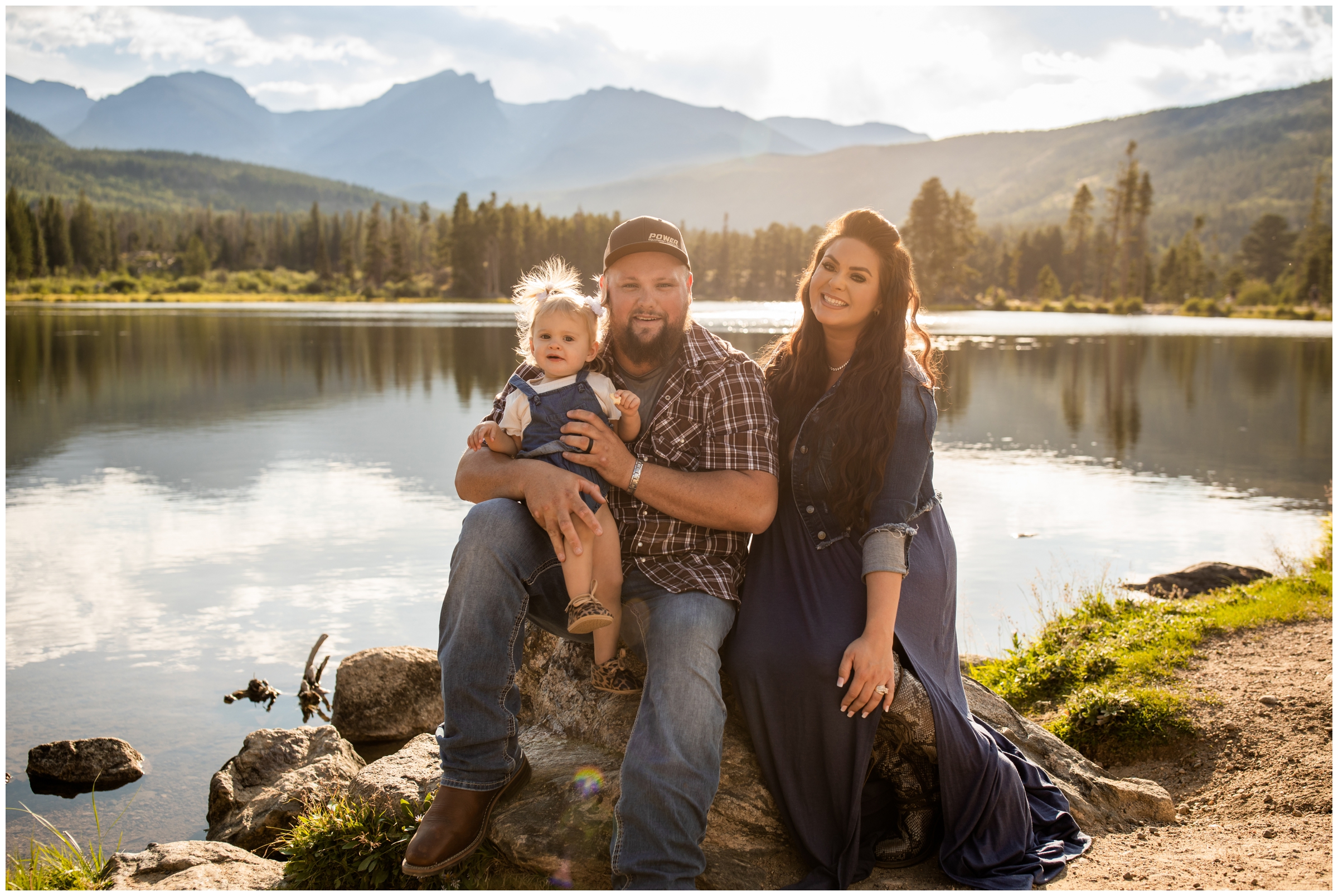 mountain lake family photos at Sprague Lake in RMNP
