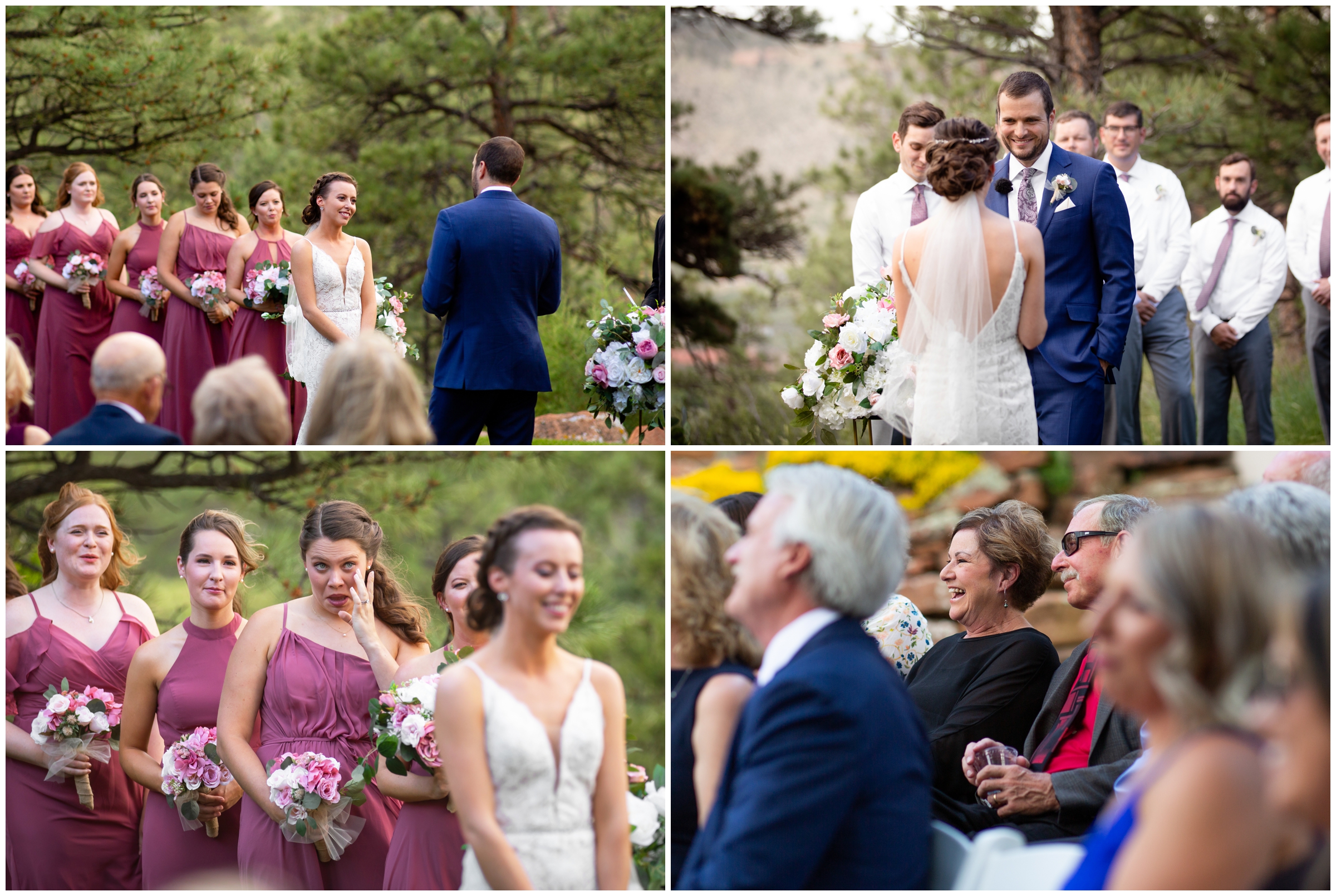 couple saying their vows during outdoor summer wedding ceremony at Lionscrest Manor 