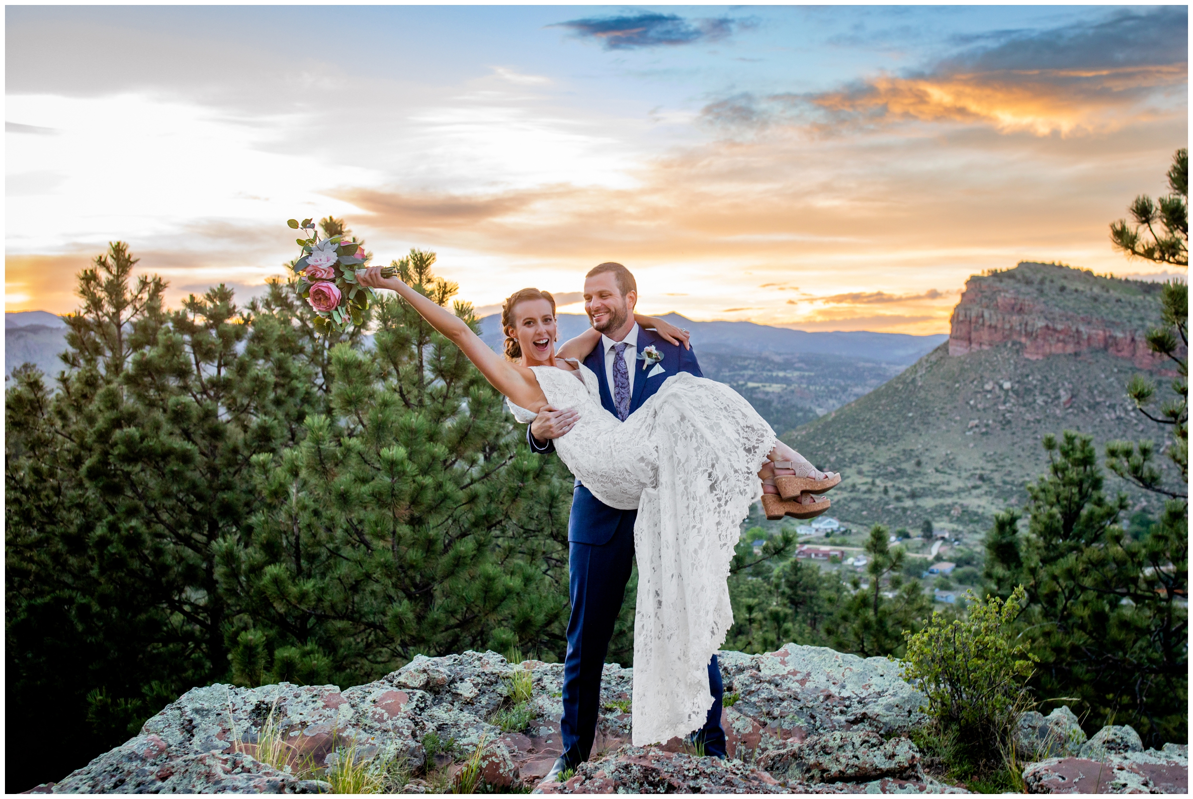 sunset mountain wedding photos in Lyons Colorado