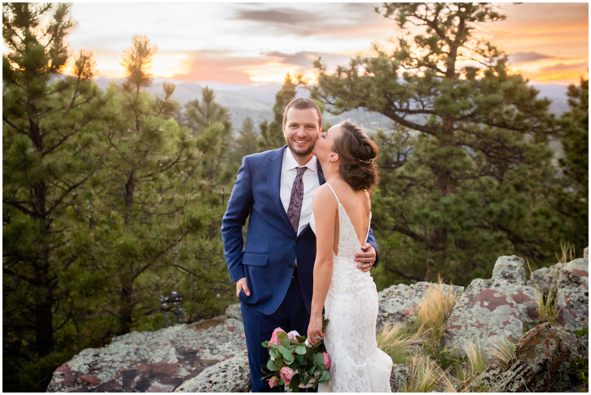 sunset wedding photography inspiration in the Colorado mountains at Lionscrest Manor 