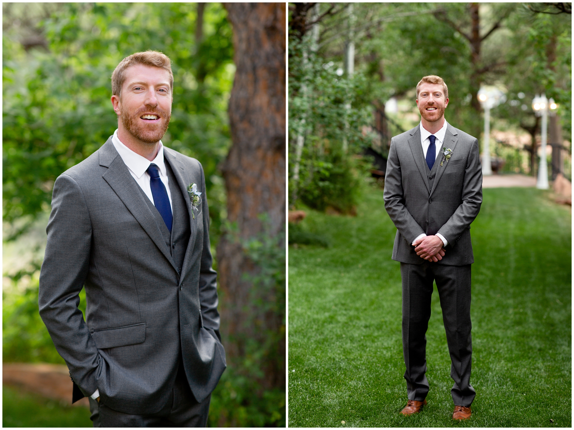 Colorado groom in gray and navy blue