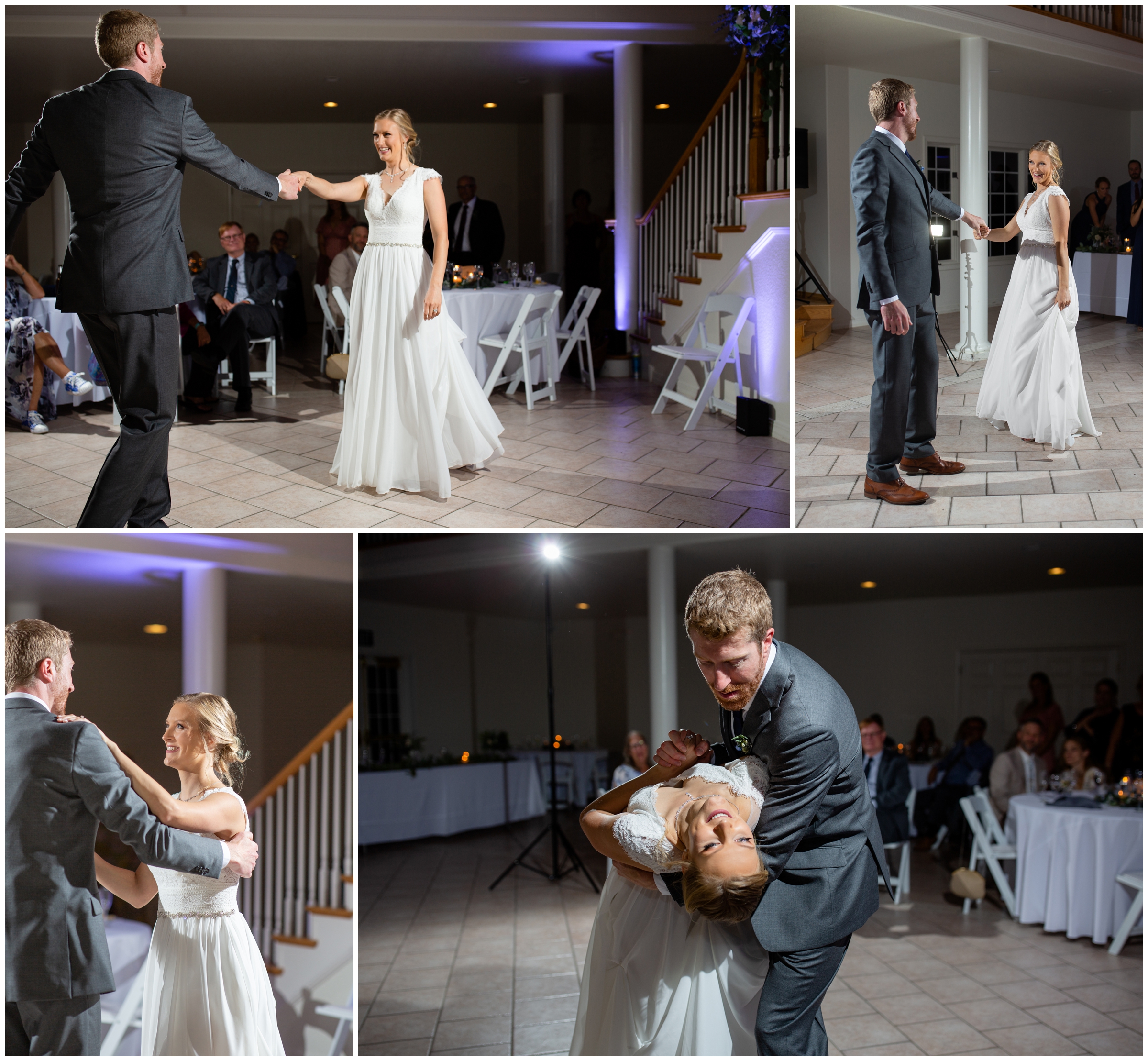 dramatic first dance photos at Lionscrest Manor Colorado reception 