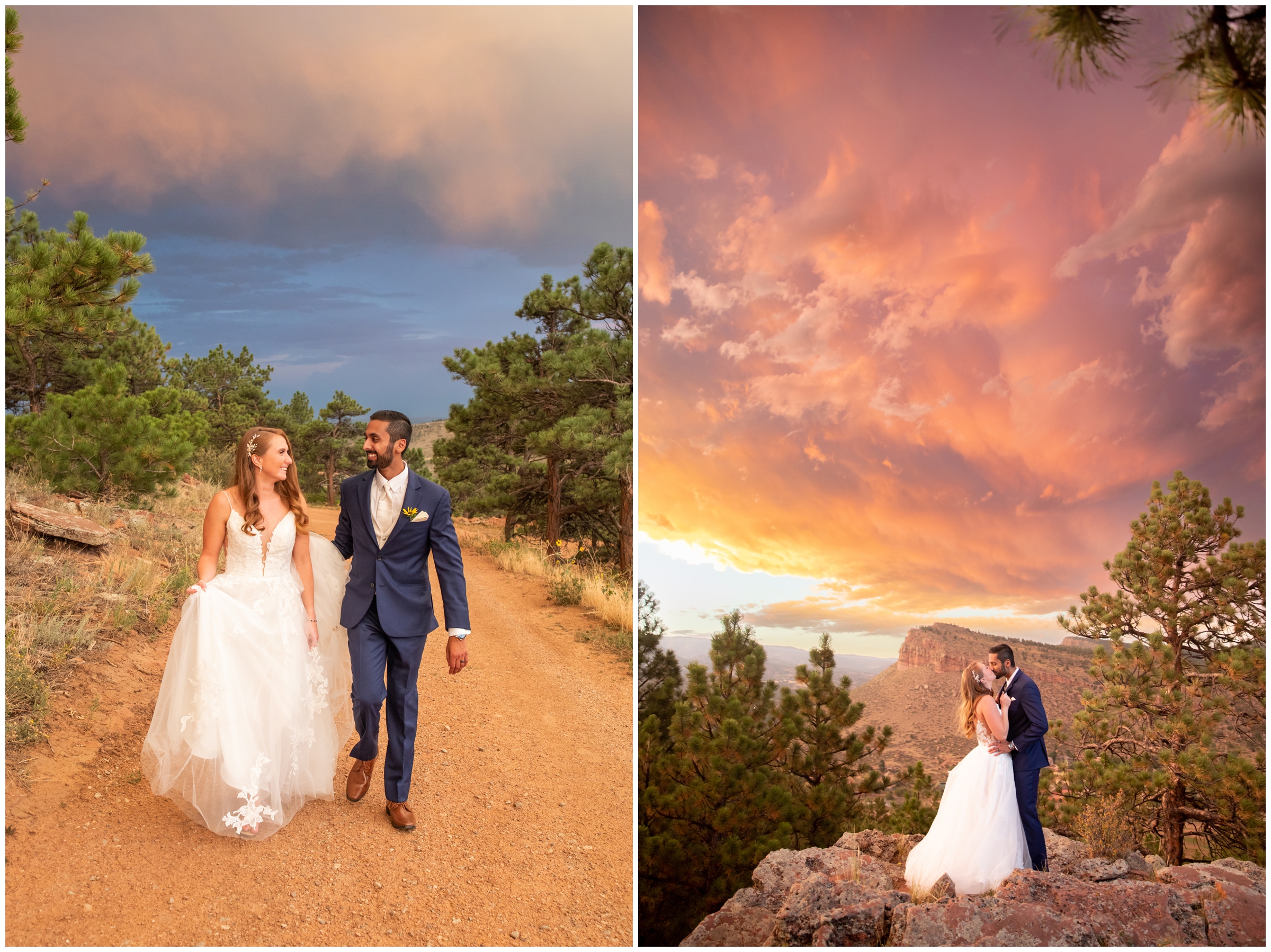 colorful sunset wedding photography at Lionscrest Manor by Colorado photographer Plum Pretty Photography 
