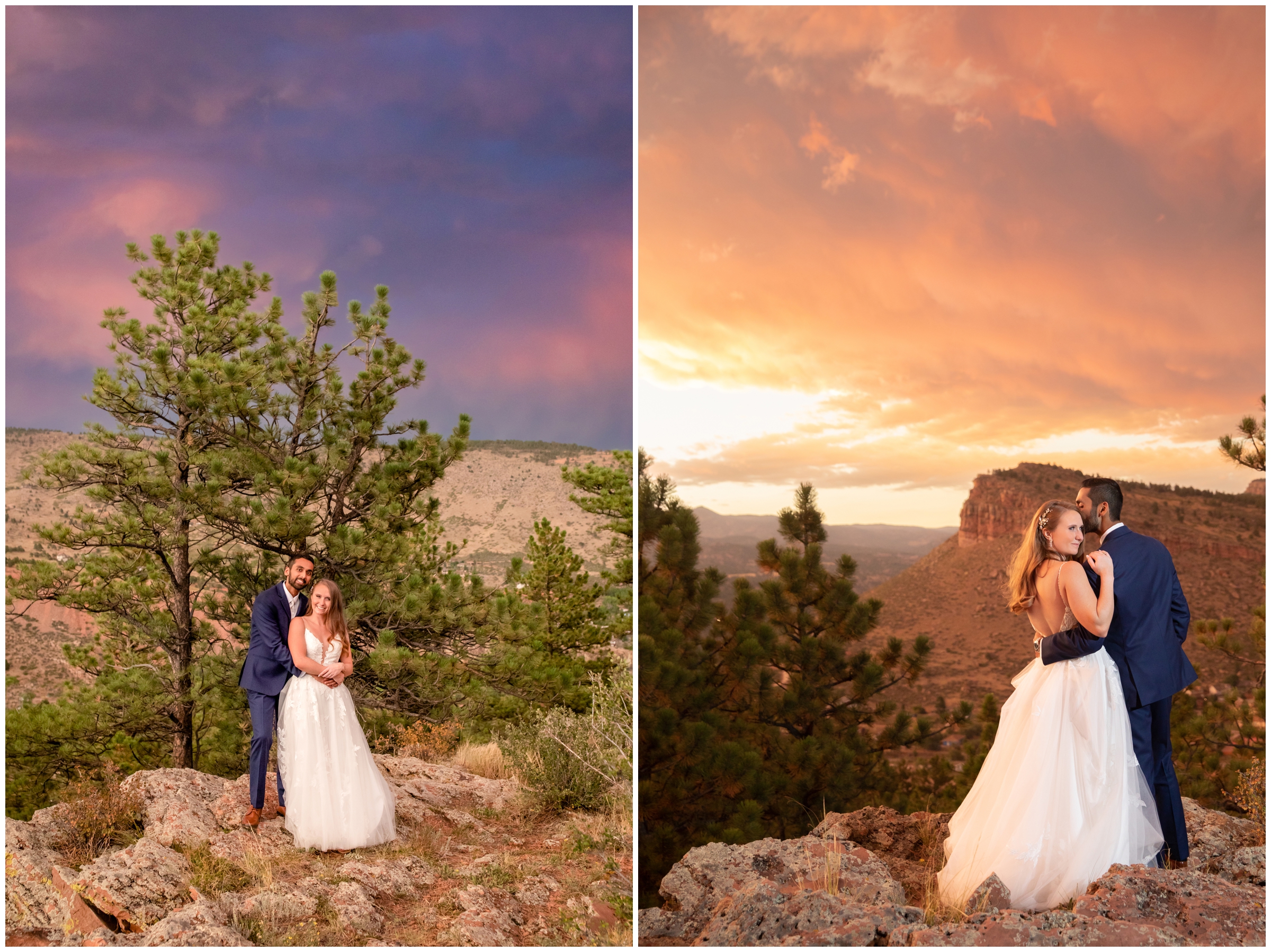 colorful Colorado sunset wedding pictures at Lionscrest Manor