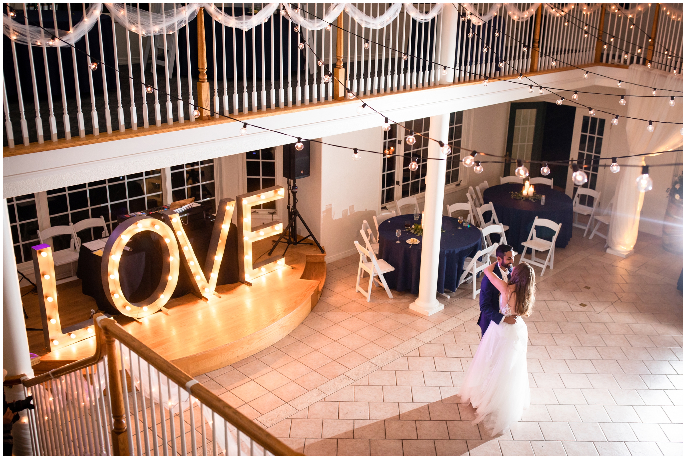 couple having private dance at the end of their wedding reception at Lionscrest Manor in Colorado 
