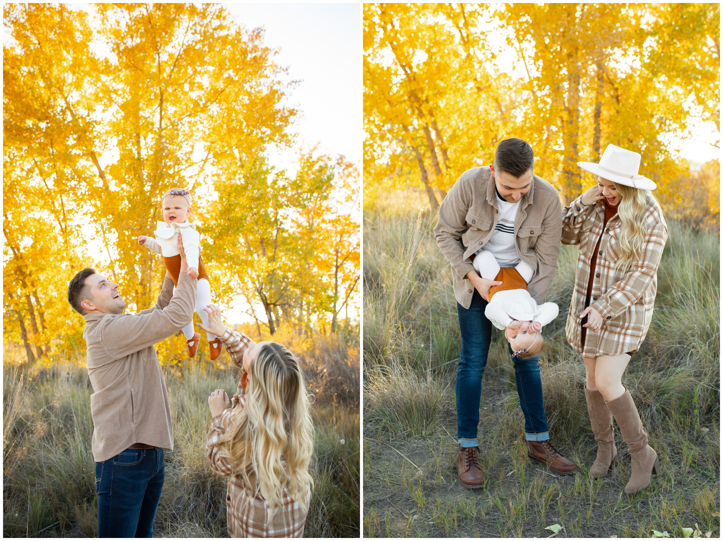 candid family photos during fall at Idaho Creek Park in Longmont Colorado