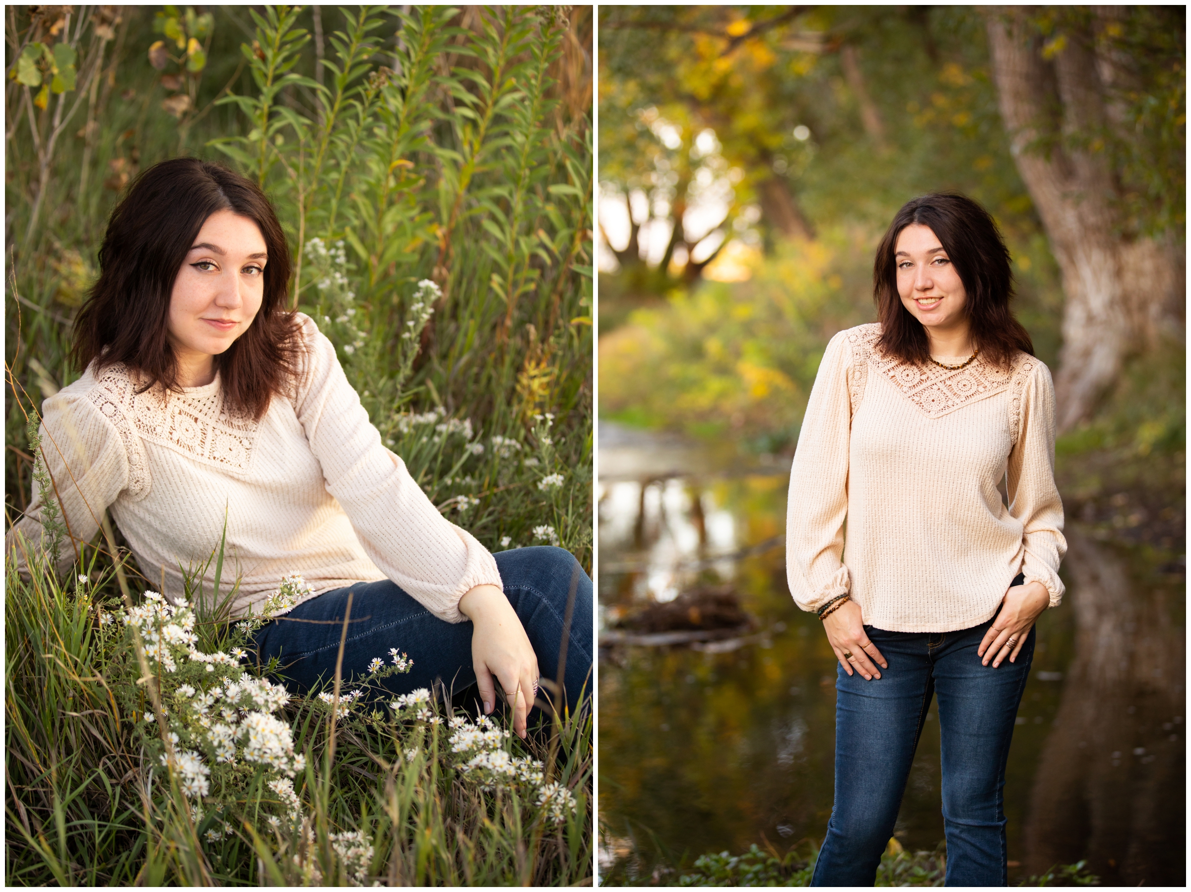 teen sitting in flower field during Longmont Colorado senior photography session by Plum Pretty Photos