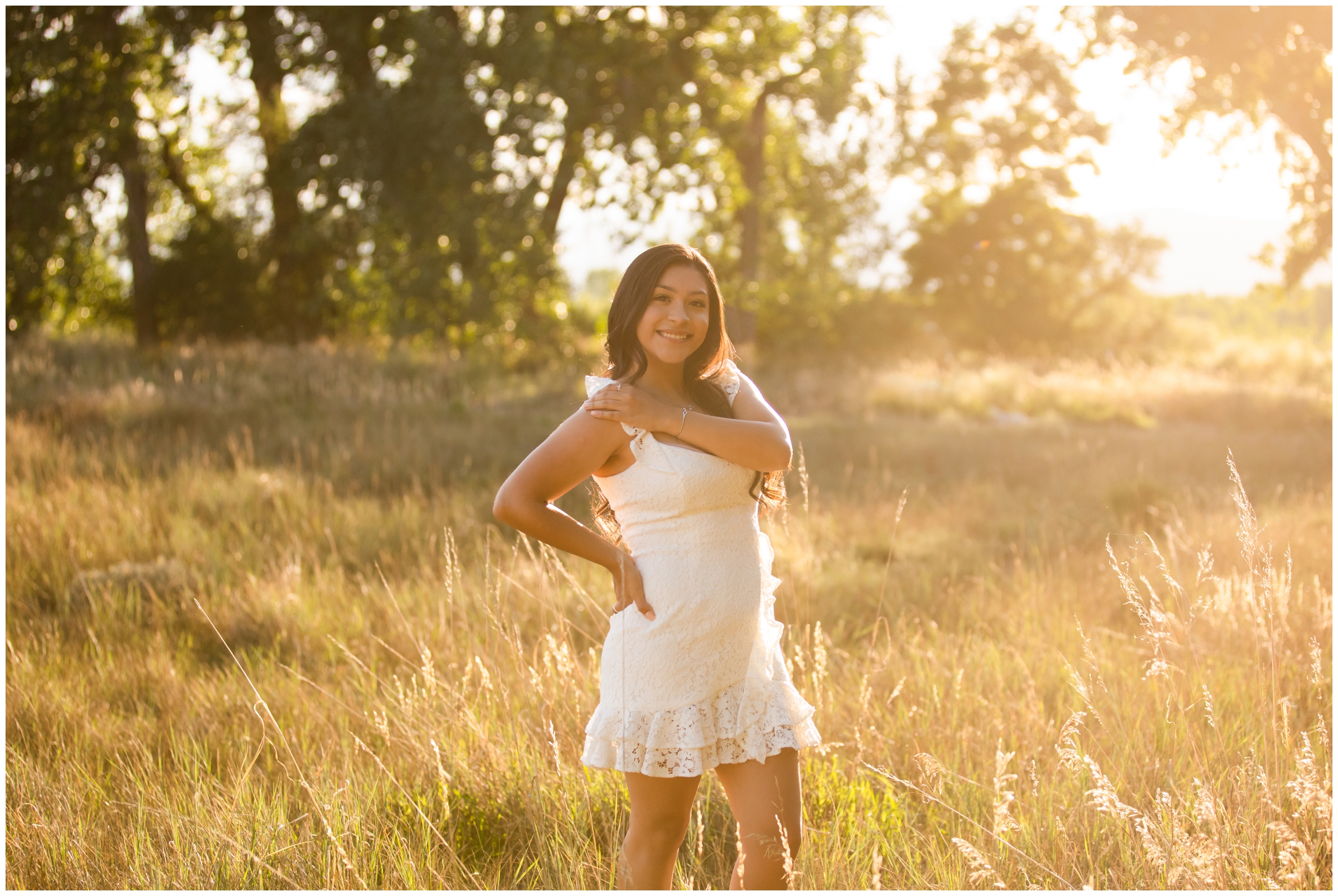 sunny golden hour senior photography inspiration at Golden Ponds Colorado 