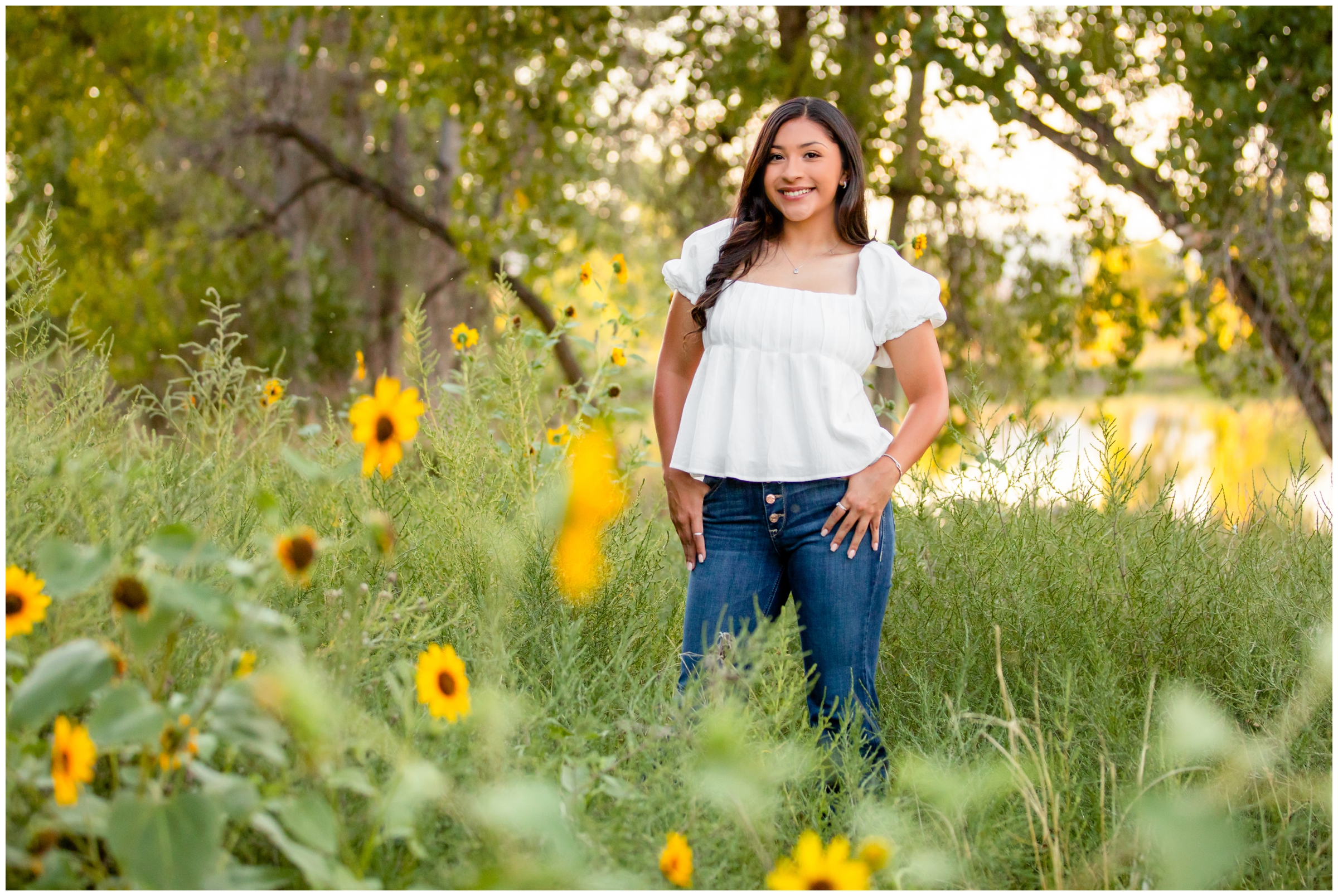 Colorado graduation photo session in a sunflower field