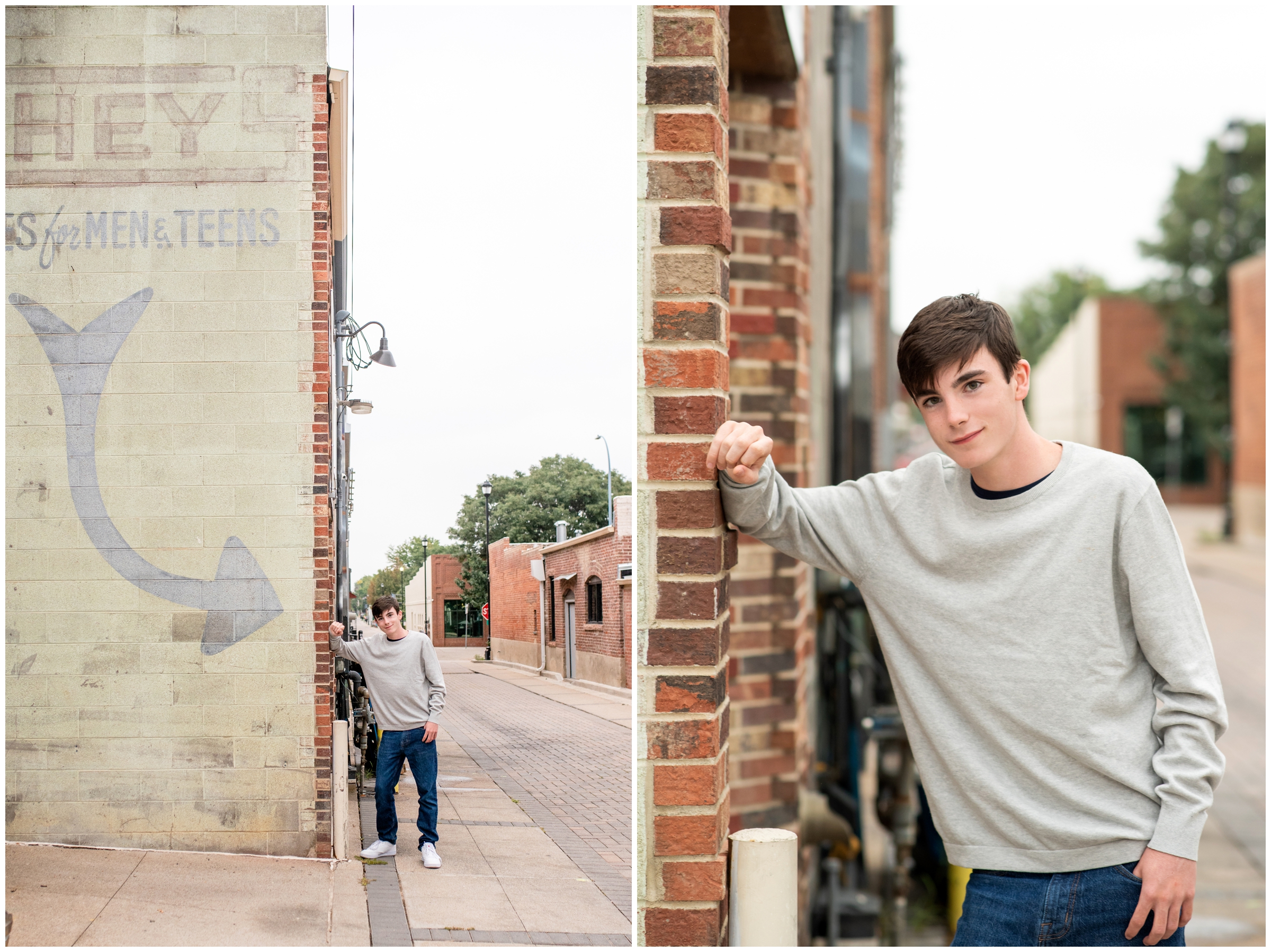 urban Longmont senior portrait session in downtown alleyways by Plum Pretty Photography