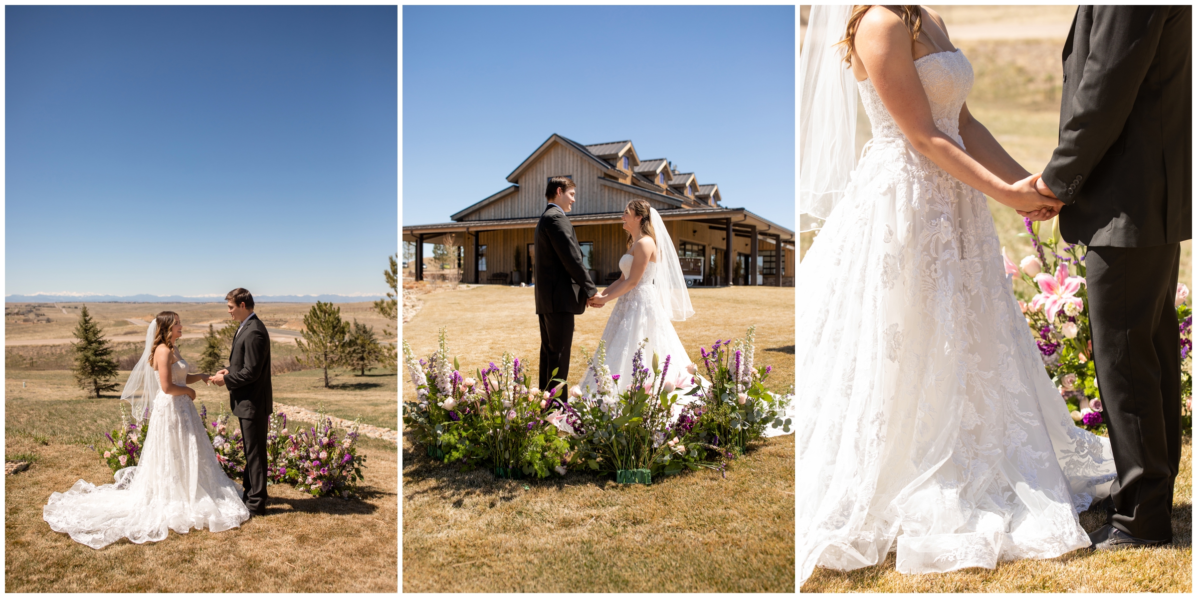 outdoor elopement wedding ceremony during spring at Bonnie Blues in Colorado