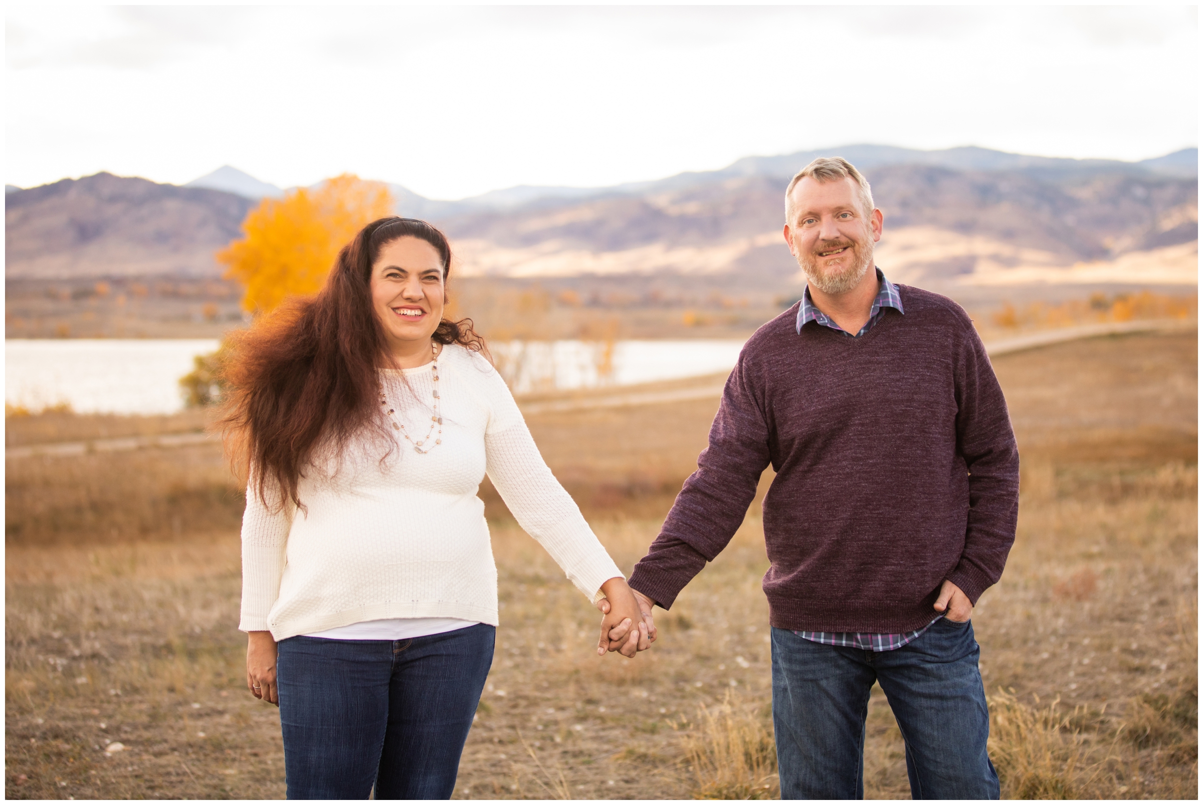 Boulder fall engagement pictures at Coot Lake and Boulder Reservoir by Colorado wedding photographer Plum Pretty Photography