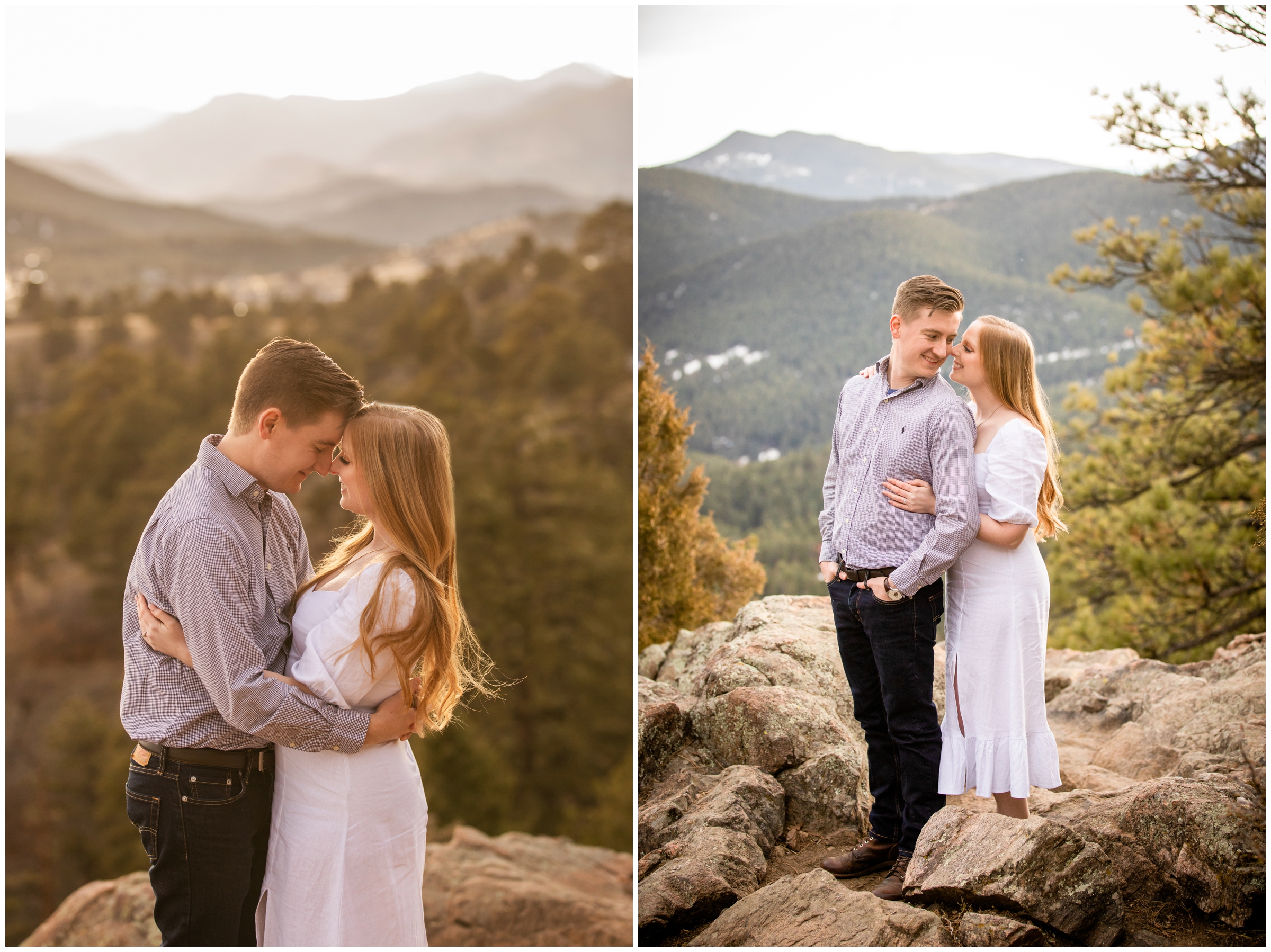 couple cuddling in the mountains at sunset during Colorado anniversary photo shoot by Plum Pretty Photography