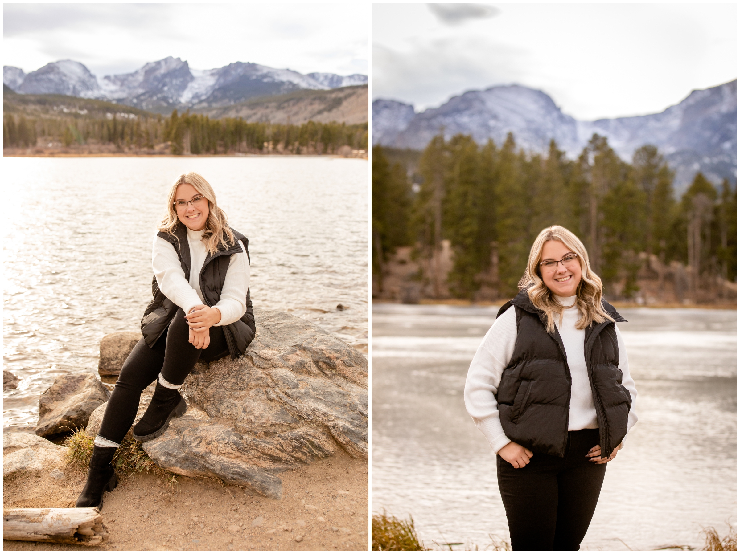 Senior photos in Colorado mountains at RMNP by Estes Park portrait photographer Plum Pretty Photography