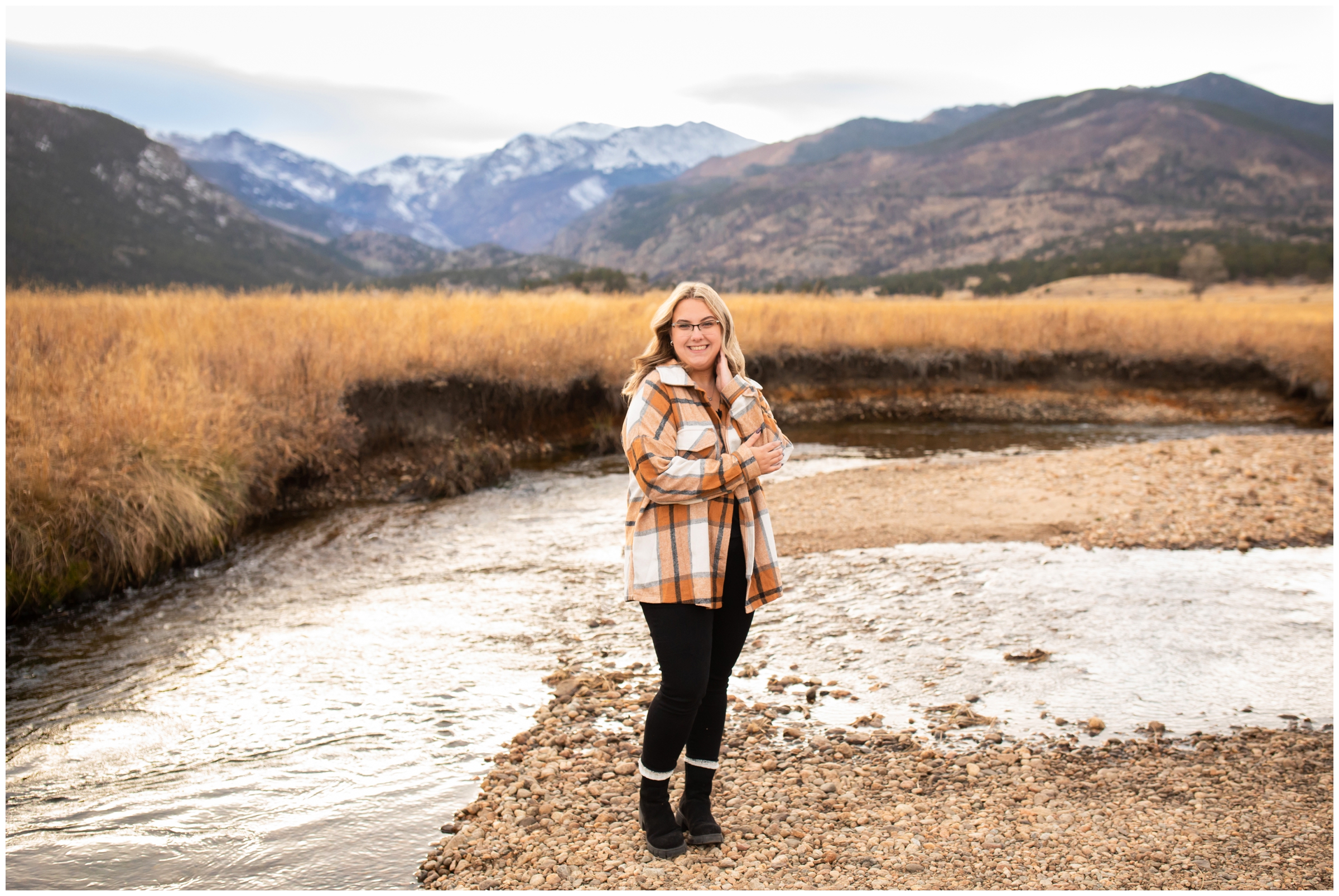 Senior photos in Colorado mountains at RMNP by Estes Park portrait photographer Plum Pretty Photography